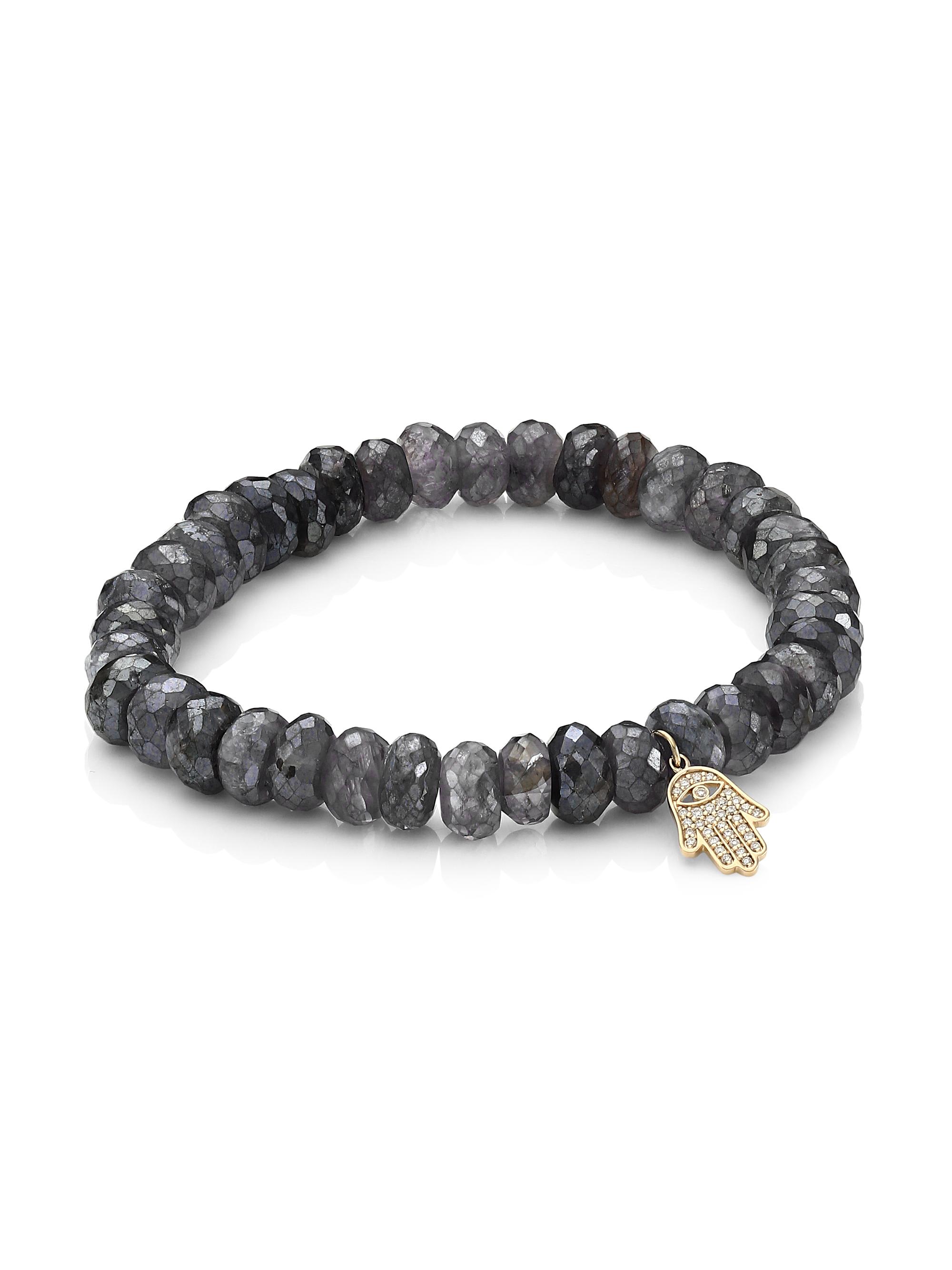 Sydney Evan Women's 14K Yellow Gold, Diamond & Iolite  Hamsa Beaded Bracelet - Blue