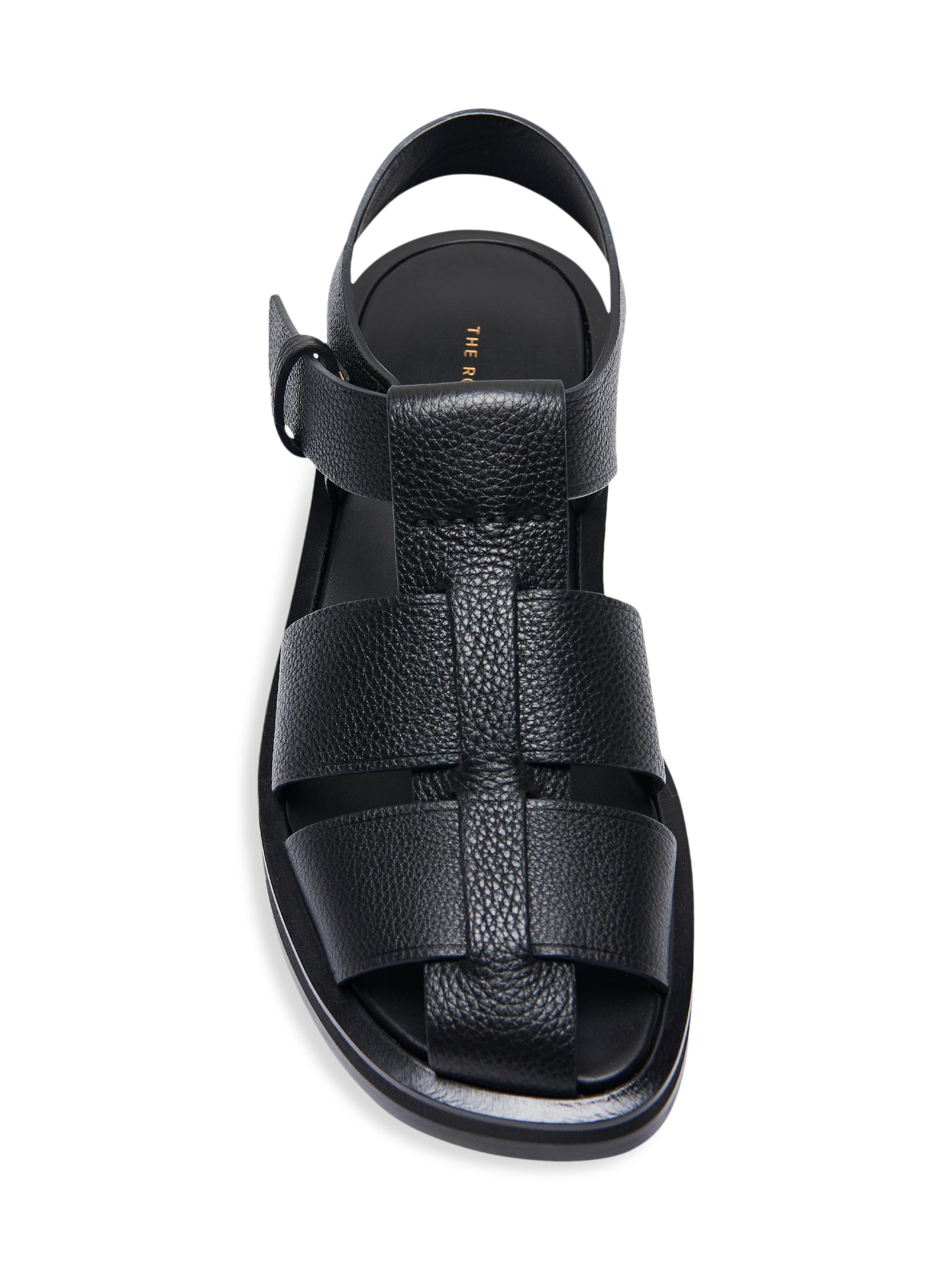 The Row Fisherman Flat Leather Sandals | Saks Fifth Avenue