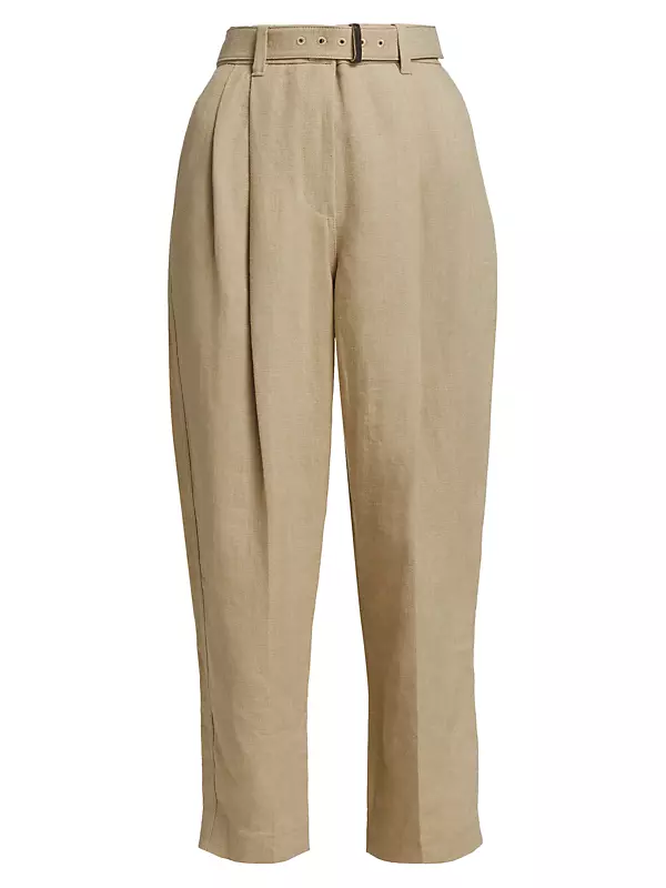 Linen Soft Monili-Tab Pleated Pants