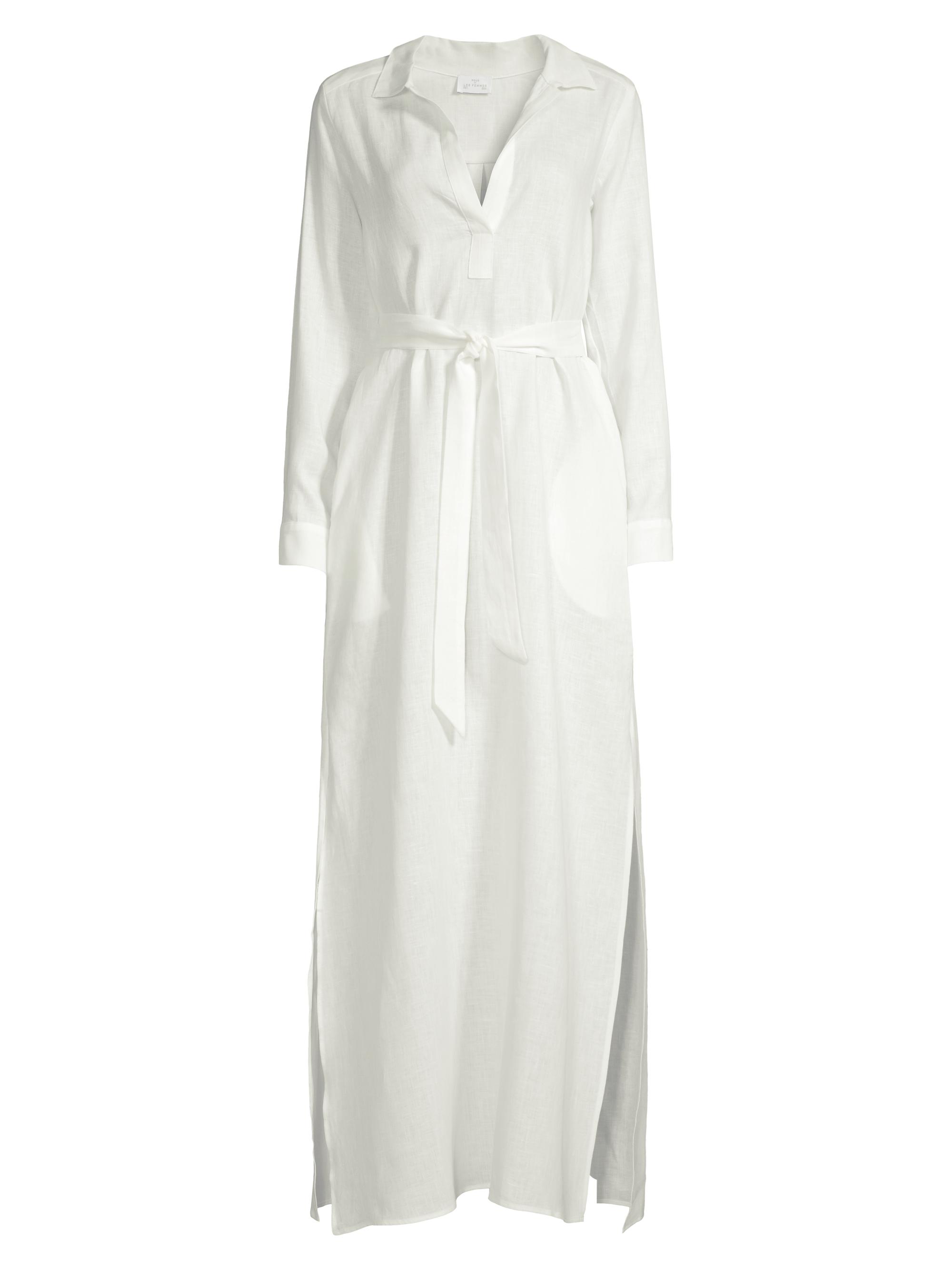 Pour Les Femmes Women's Linen Maxi Shirtdress - Cream