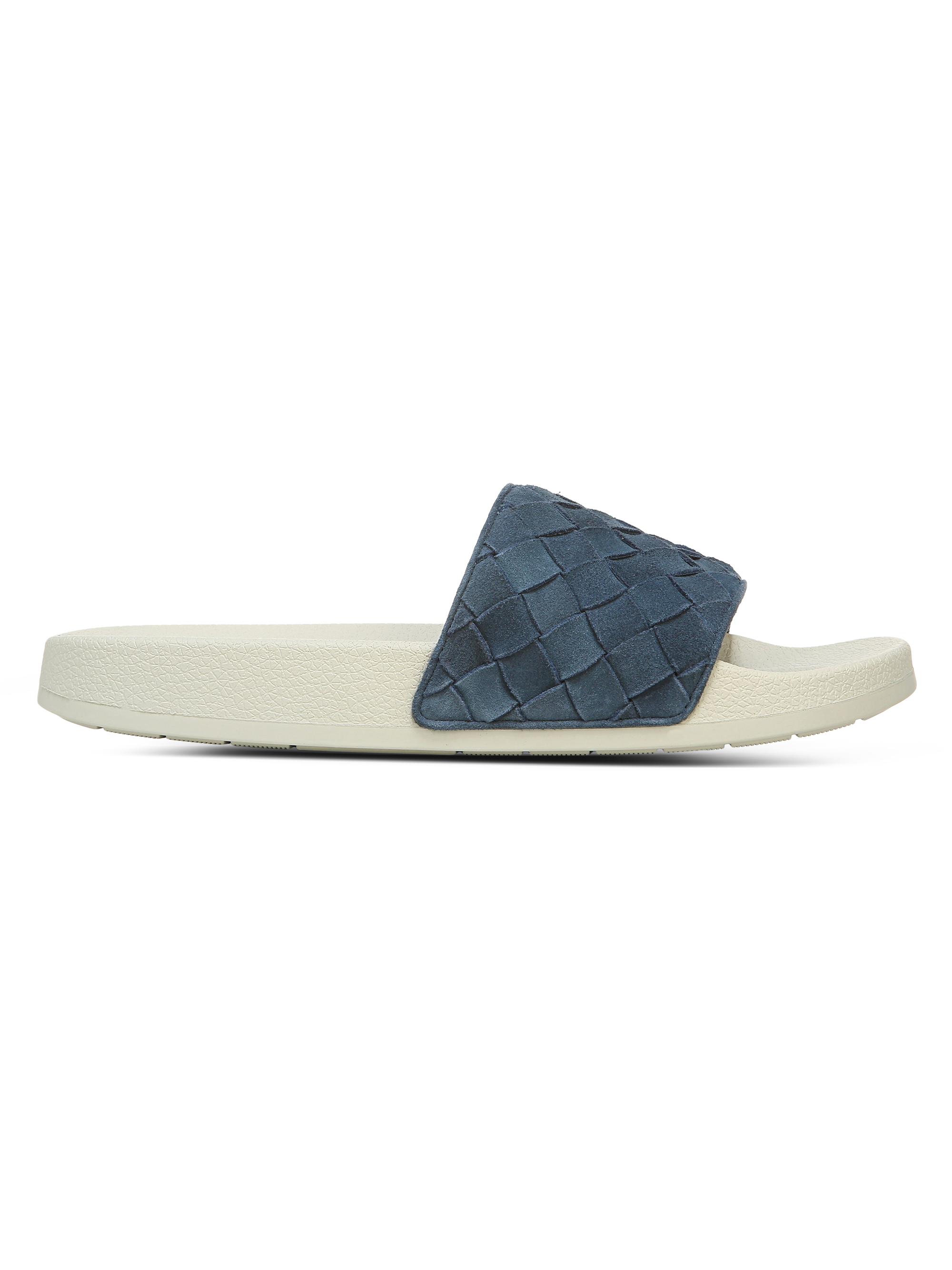 Vince Men's Watley Woven Suede Slide Sandals - Steel Blue