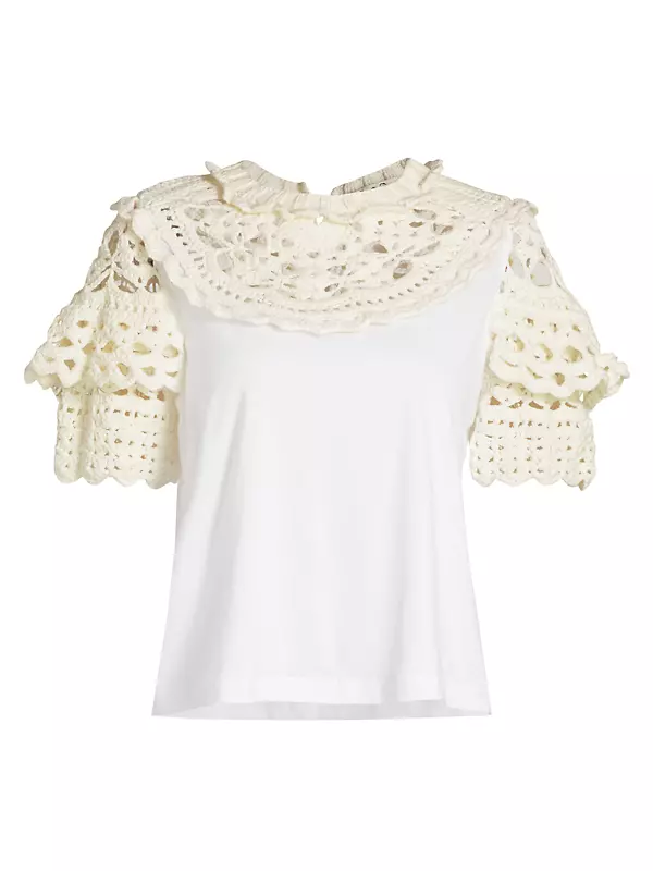 Cleo Crochet Puff-Sleeve Combo T-Shirt