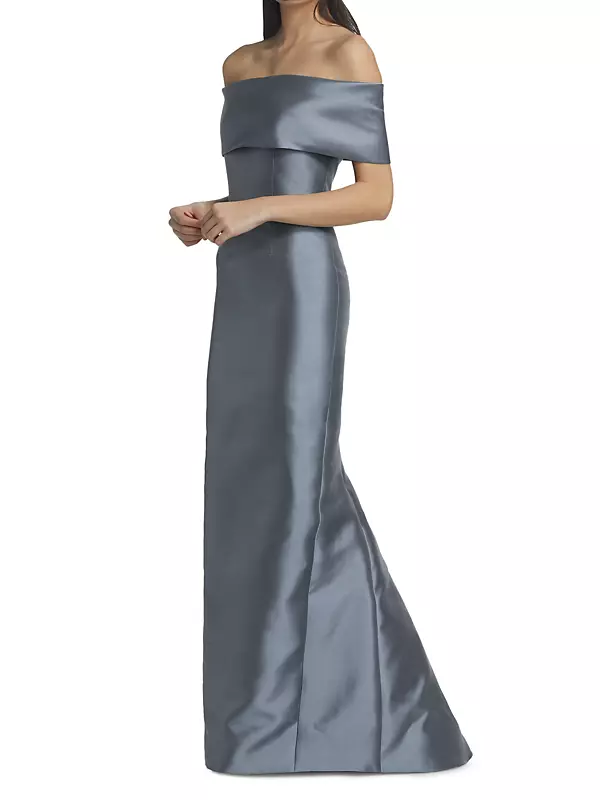 Off-The-Shoulder Silk & Wool Gown