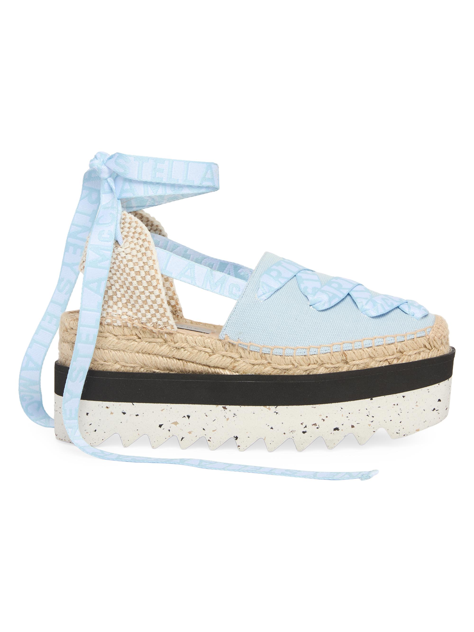 Stella McCartney Women's Gaia Logo Canvas Platform Espadrilles - Powder Blue