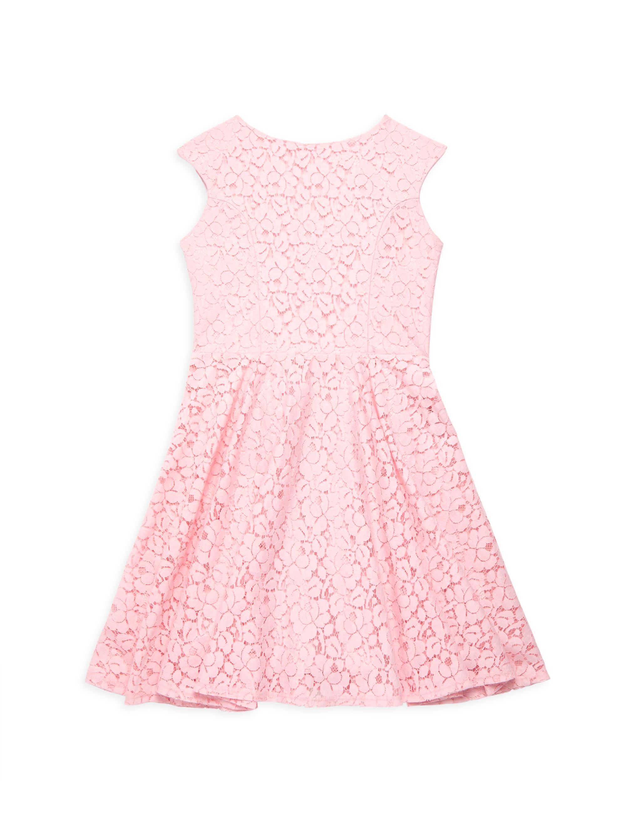 Un Deux Trois Girl's Lace Cap Sleeve Dress - Pink