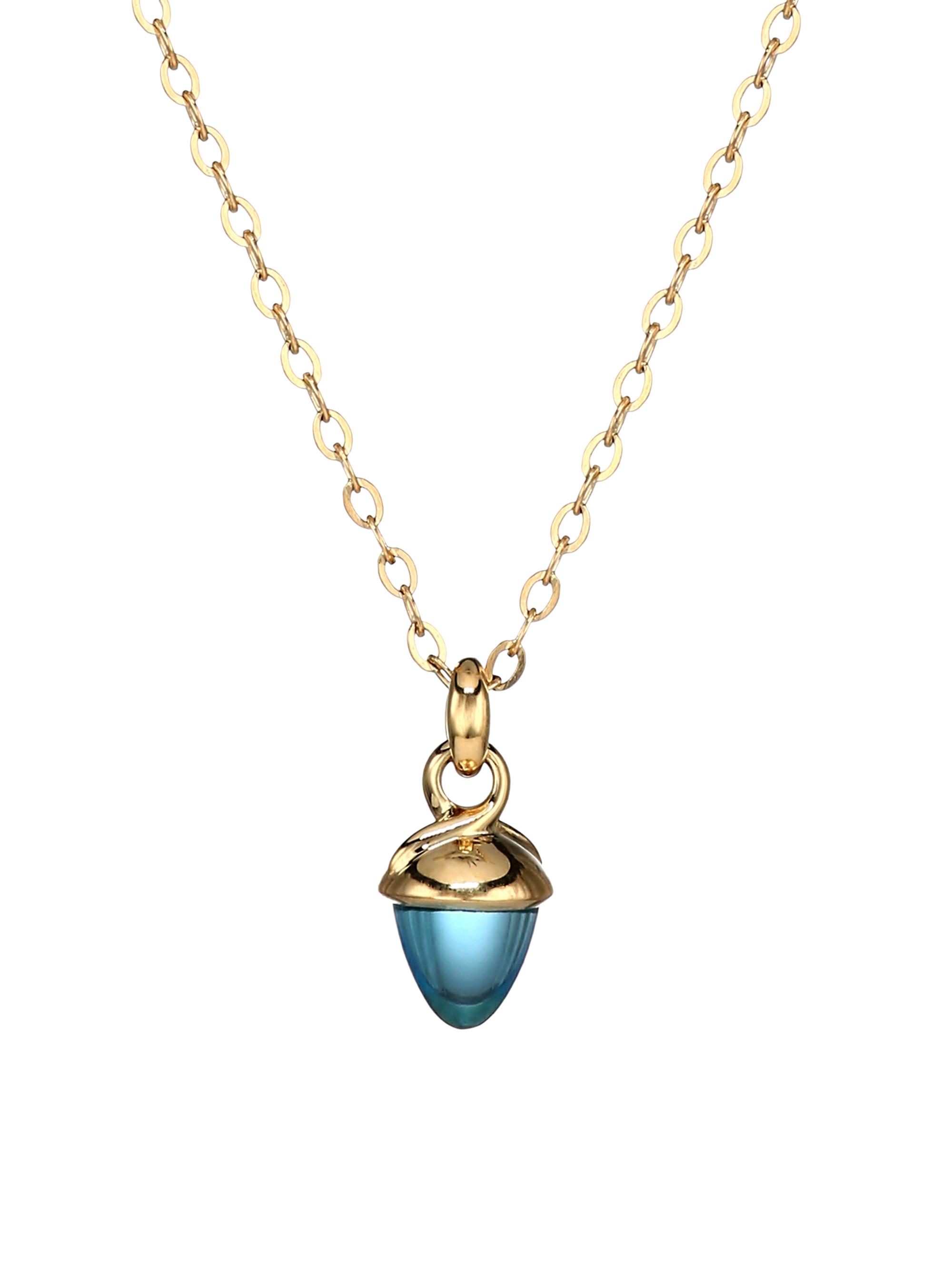 Tamara Comolli Women's My Mikado 18K Yellow Gold & Swiss Topaz Acorn Pendant Necklace - Blue Topaz