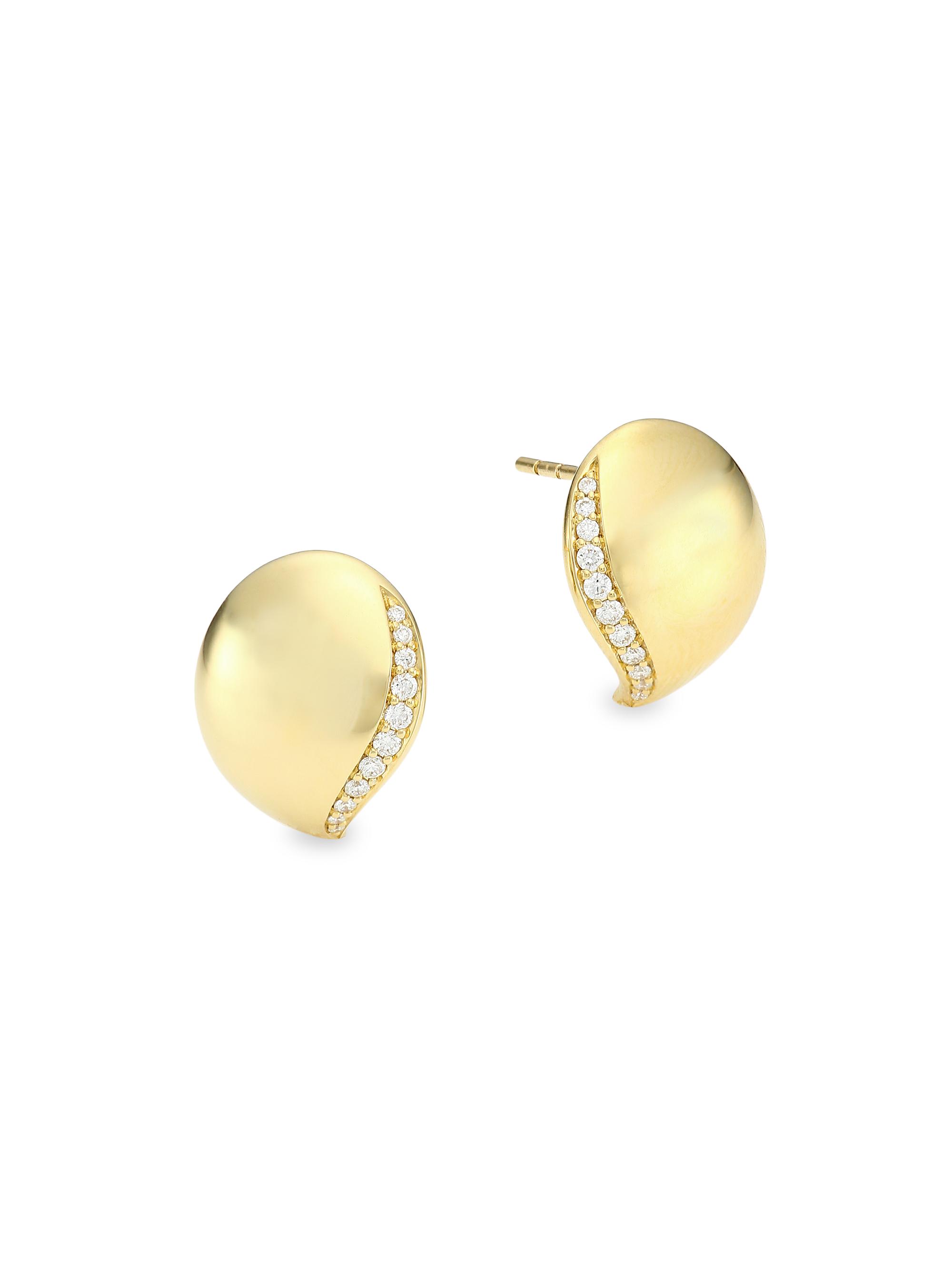Tamara Comolli Women's Wave 18K Yellow Gold & Pavé Diamond Stud Earrings - Yellow Gold