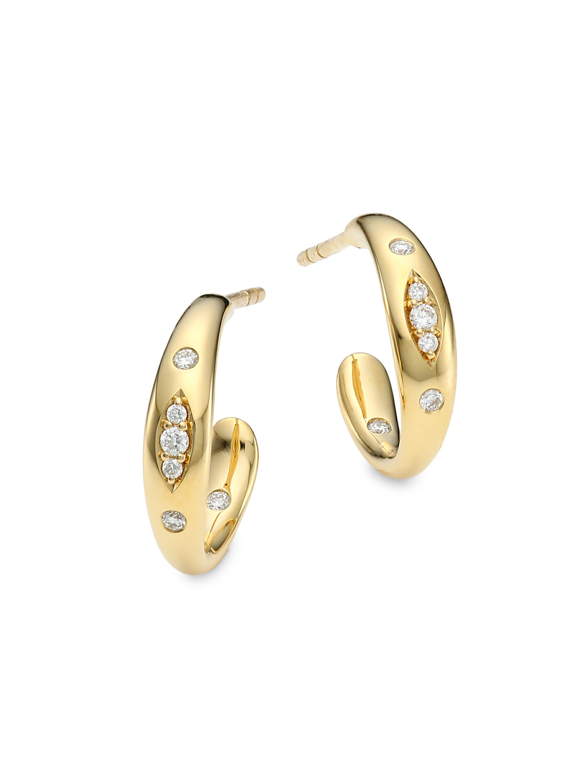 Tamara Comolli Women's Gypsy 18K Yellow Gold & Pavé Diamond  Hoop Earrings - Yellow Gold