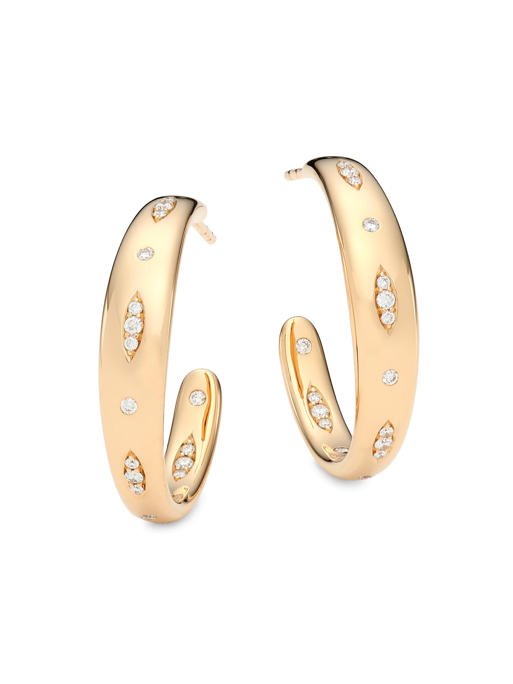 Tamara Comolli Women's Gypsy 18K Yellow Gold & Pavé Diamond  Hoop Earrings - Yellow Gold