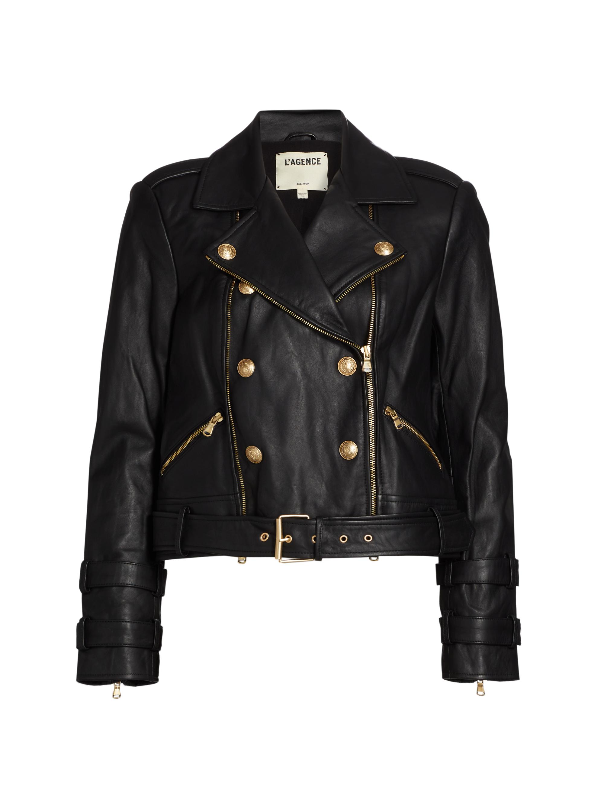 L'AGENCE Billie Belted Leather Jacket | Saks Fifth Avenue