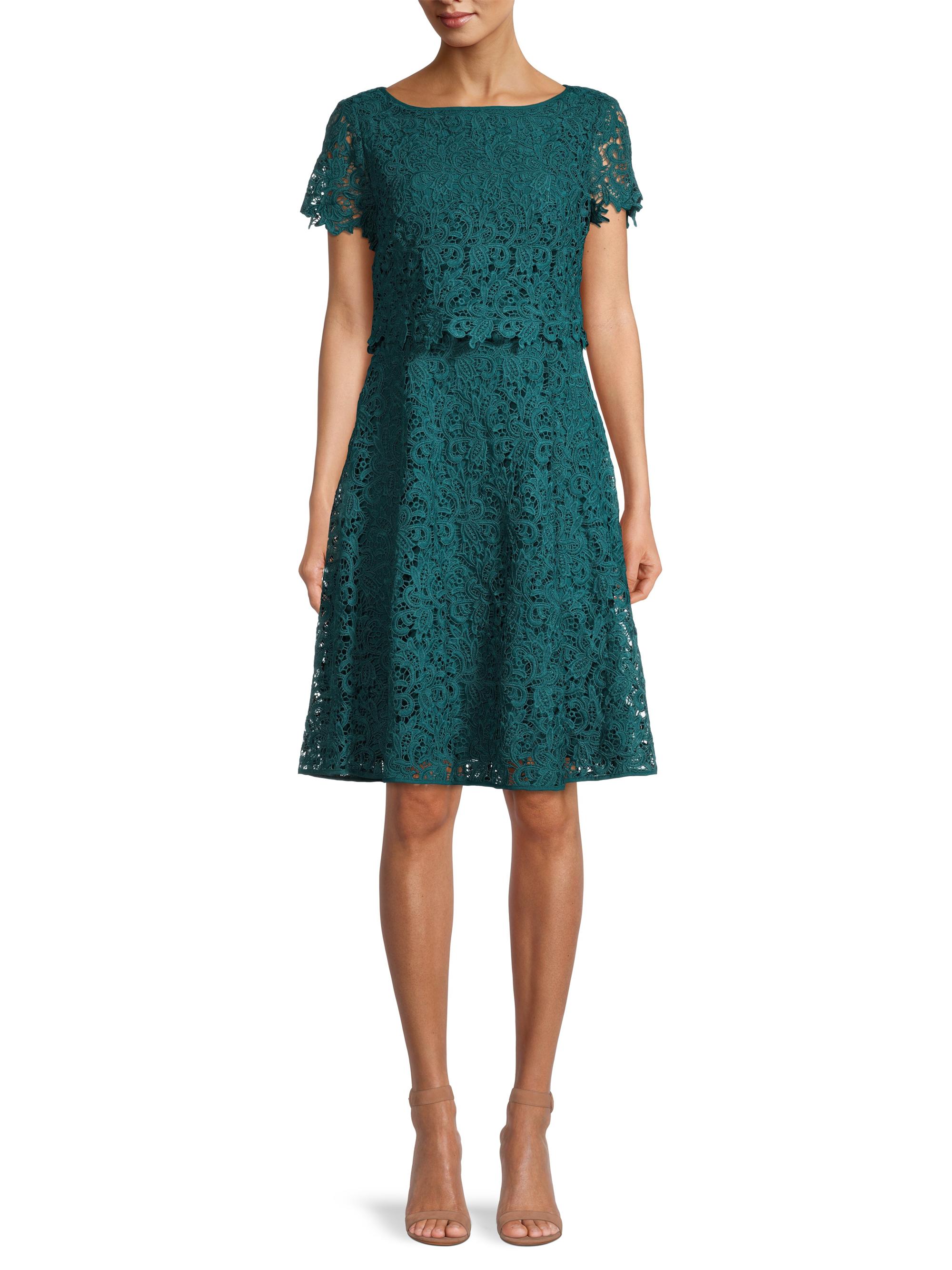 shani lace dress Shani Collection Fit & Flare Popover Lace Dress in Champagne Size 10