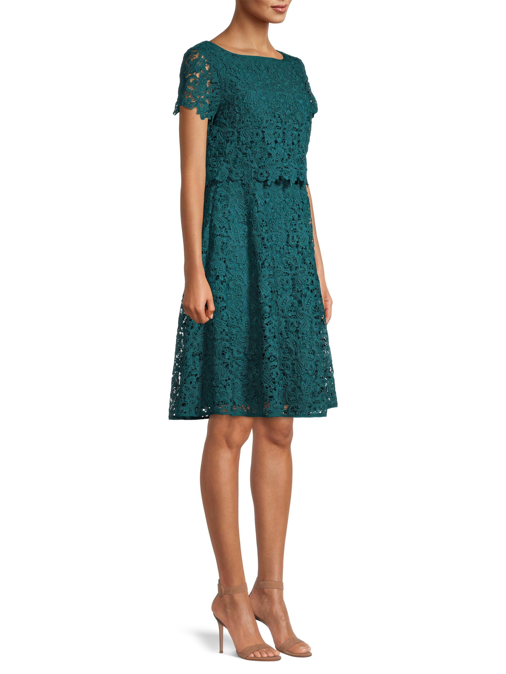 teal lace dress with sleeves Teal Long Sleeves Fit and Flare Wrap Maxi Dress with Lace Belt for Wom