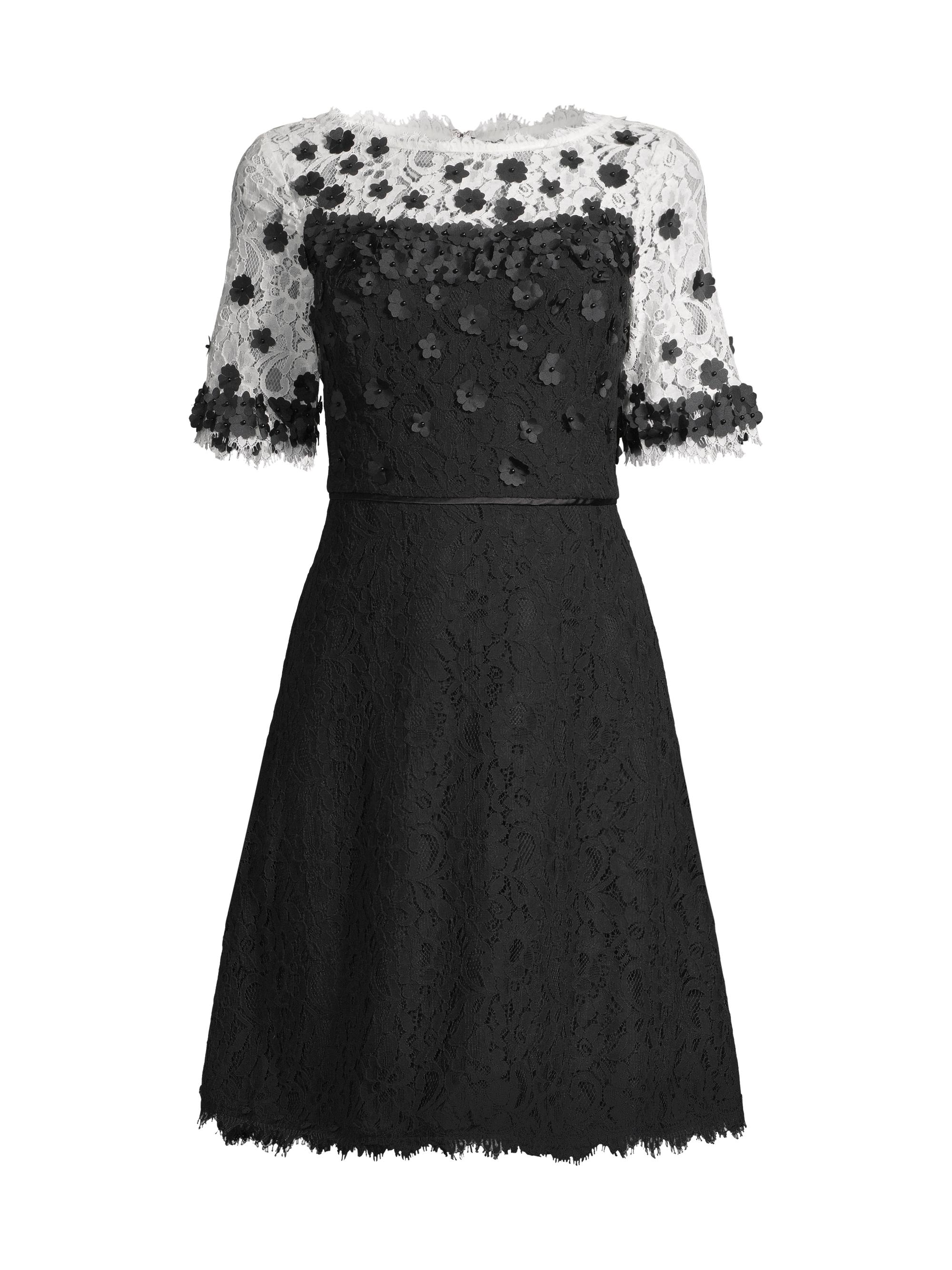 Shani Women's Floral Appliqué Dress - Black