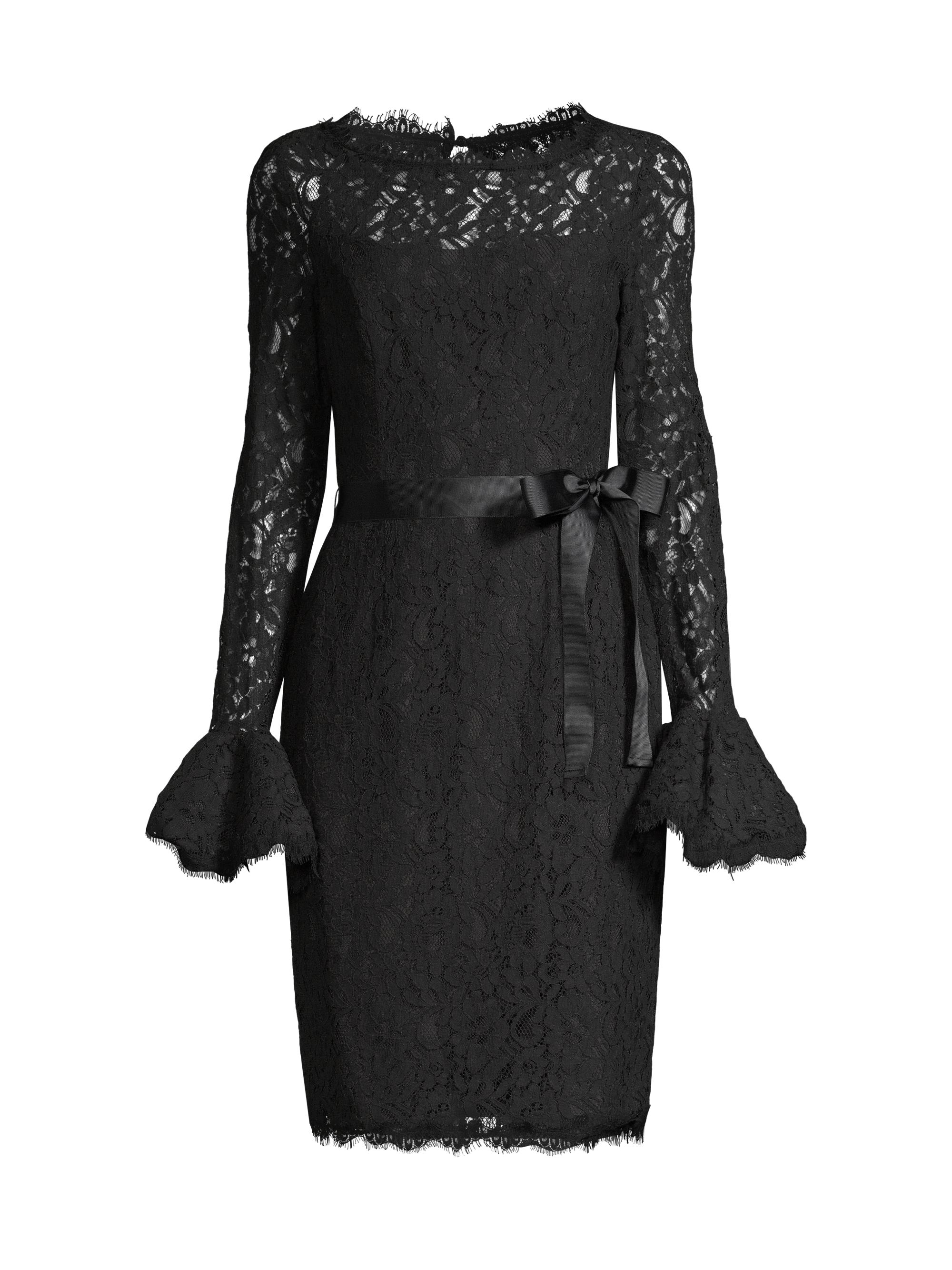 Shani Women's Lace Bell-Sleeve Sheath Dress - Black