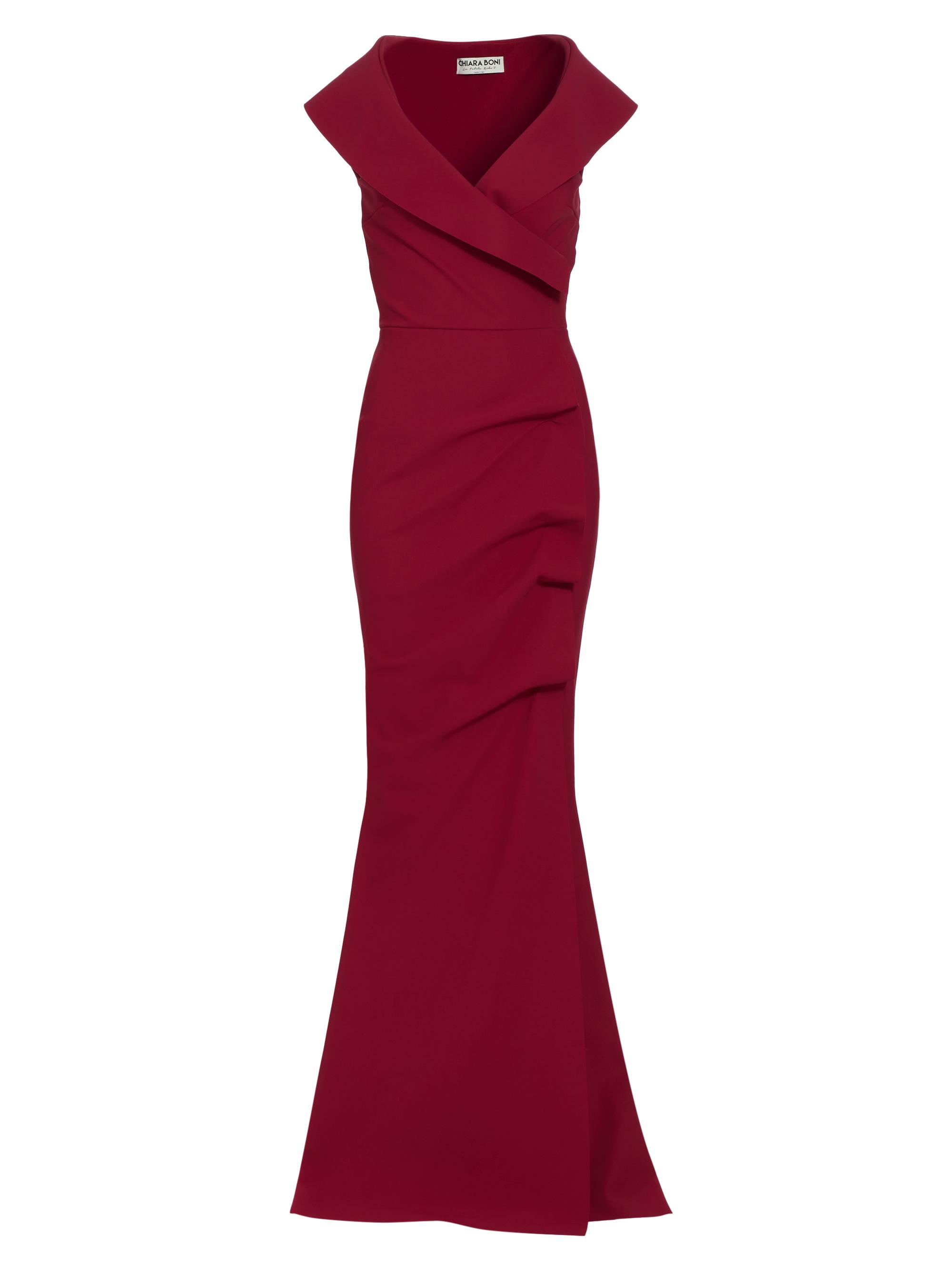 Chiara Boni La Petite Robe Women's Cocoon Collar Trumpet Gown - Garnet