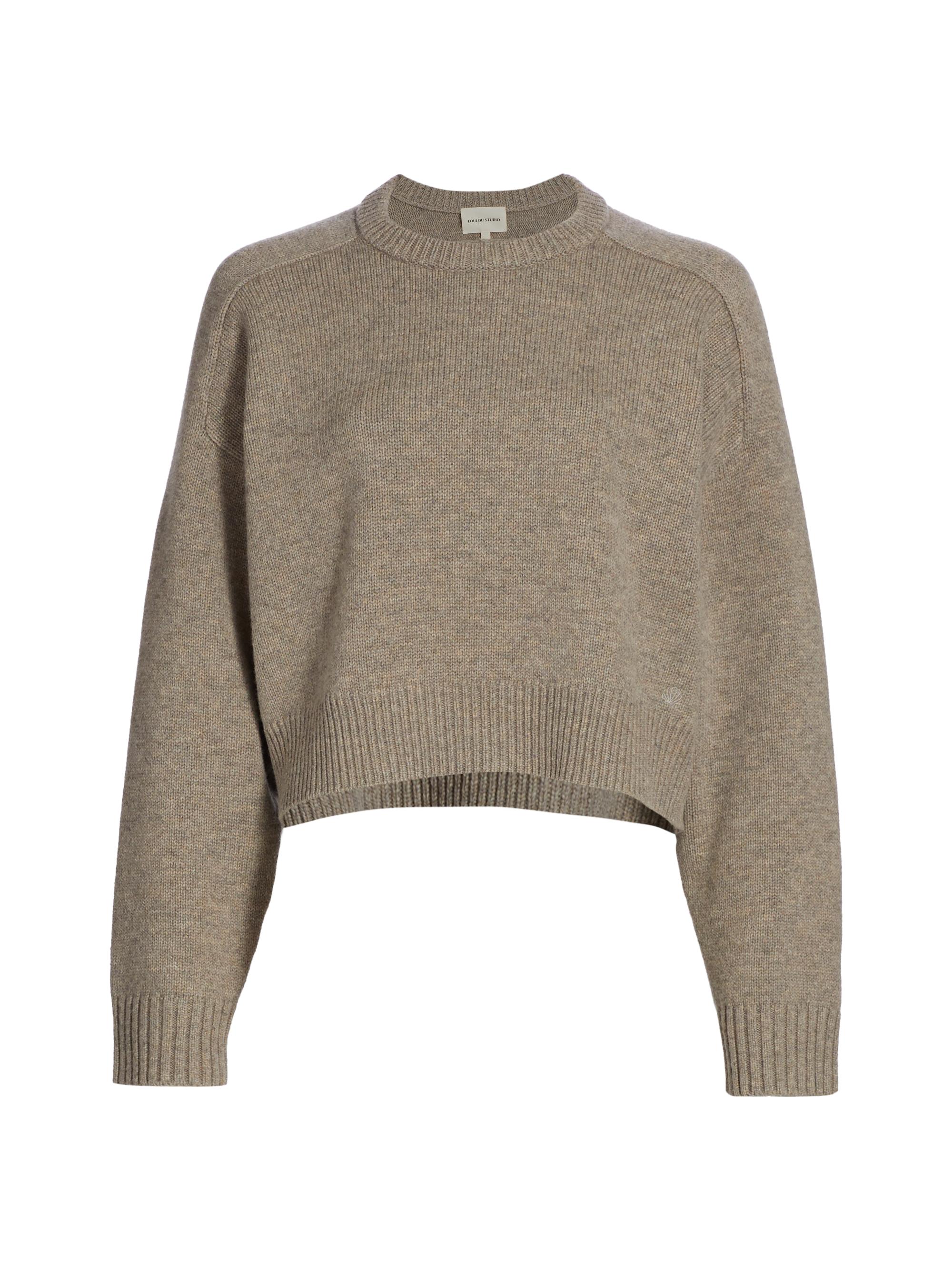 Loulou de Saison Women's Bruzzi Crewneck Wool & Cashmere Cropped Sweater - Beige Melange