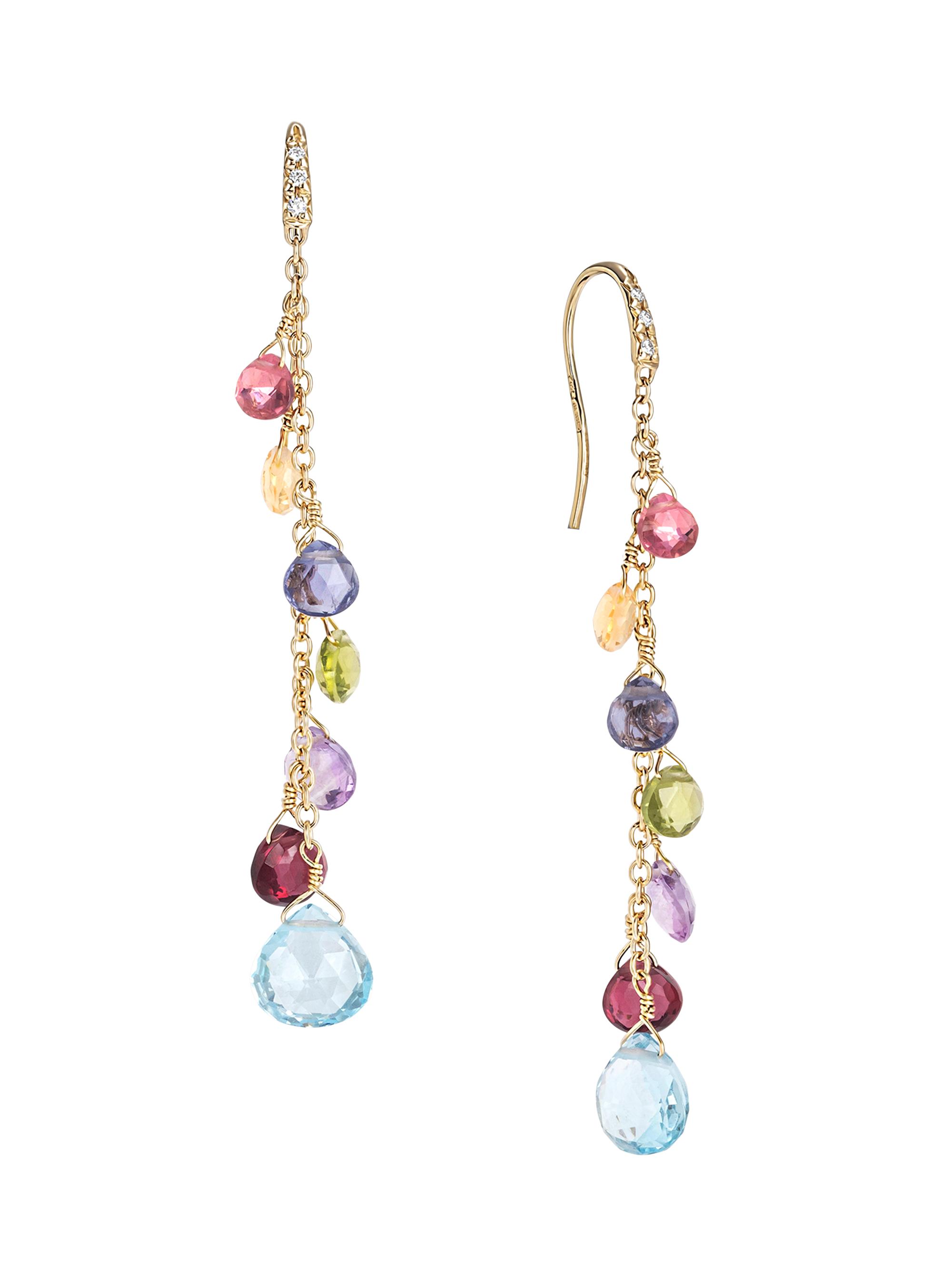 Marco Bicego Women's Paradise 18K Yellow Gold, Mixed-Stone & Diamond Long Drop Earrings - Yellow Gold Multi