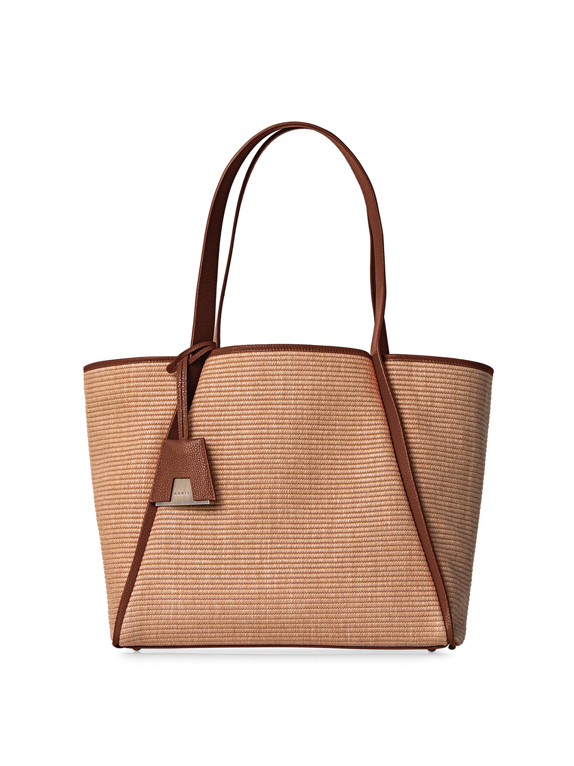 Akris Women's  Alex Leather-Trimmed Raffia Tote - Camel Caramel