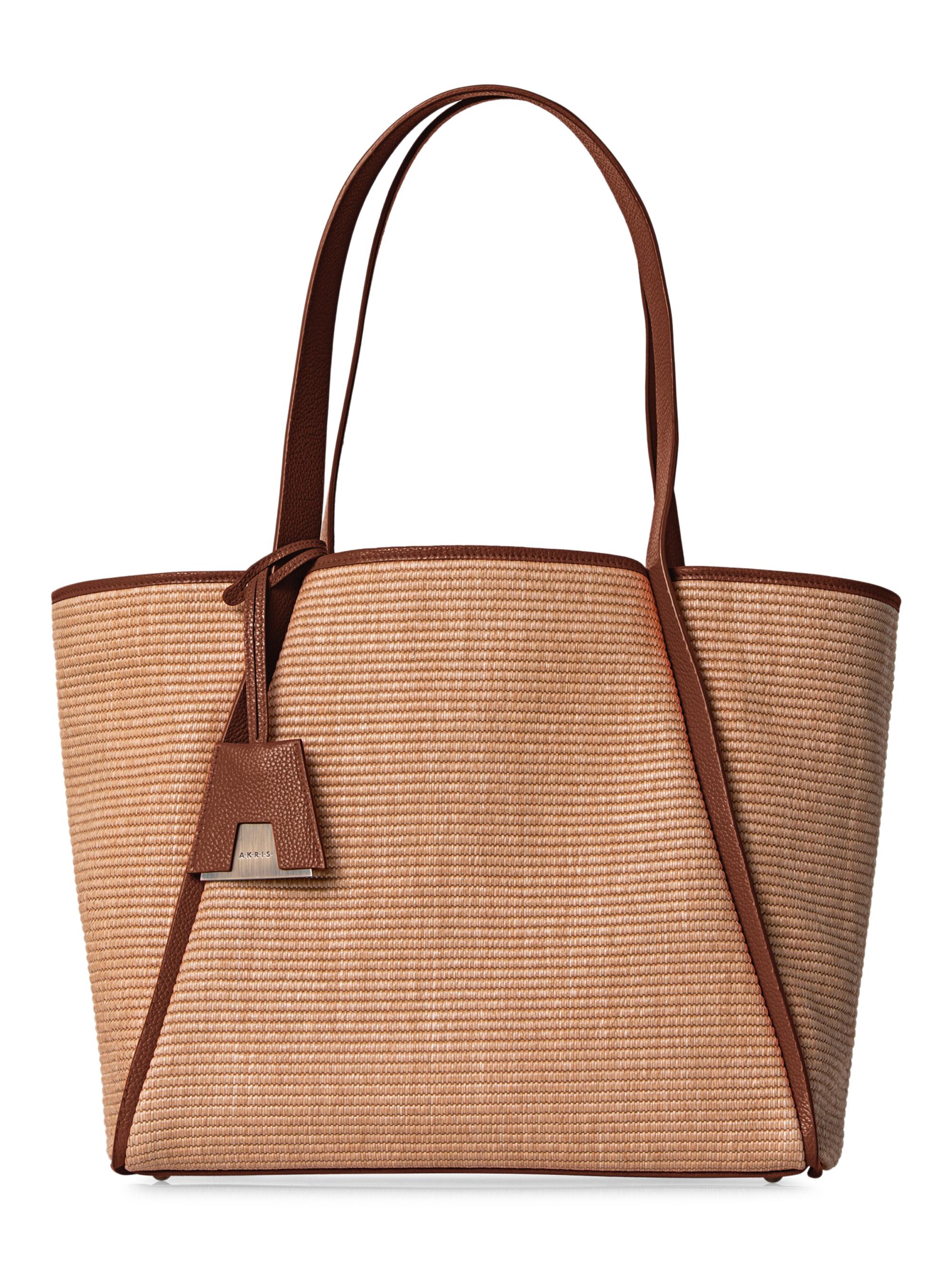 Akris Women's  Alex Leather-Trimmed Raffia Tote - Camel Cara