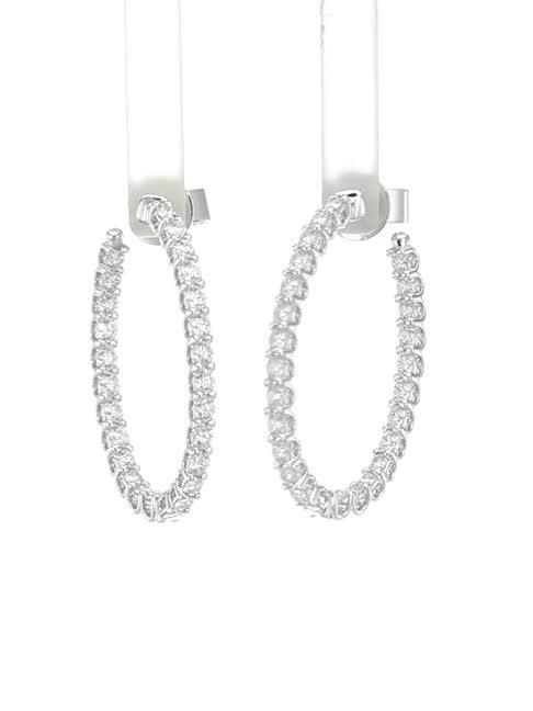 Hearts On Fire Women's 18K White Gold & Diamond Oval Hoop Earrings - White Gold