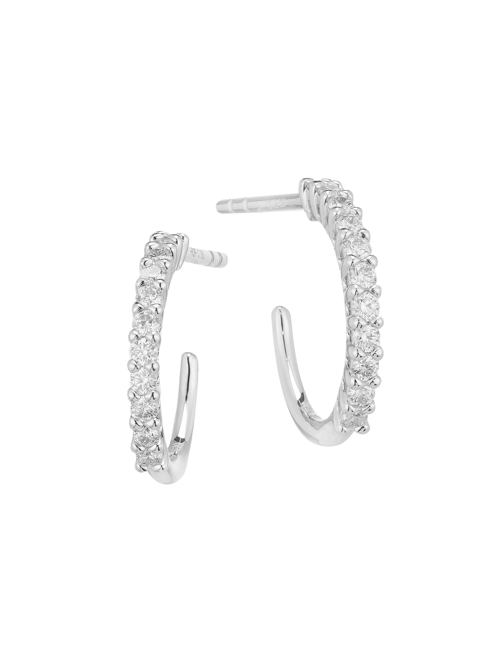 Hearts On Fire Women's Signature 18K White Gold & 0.16 TCW Diamond Hoop Earrings - White Gold