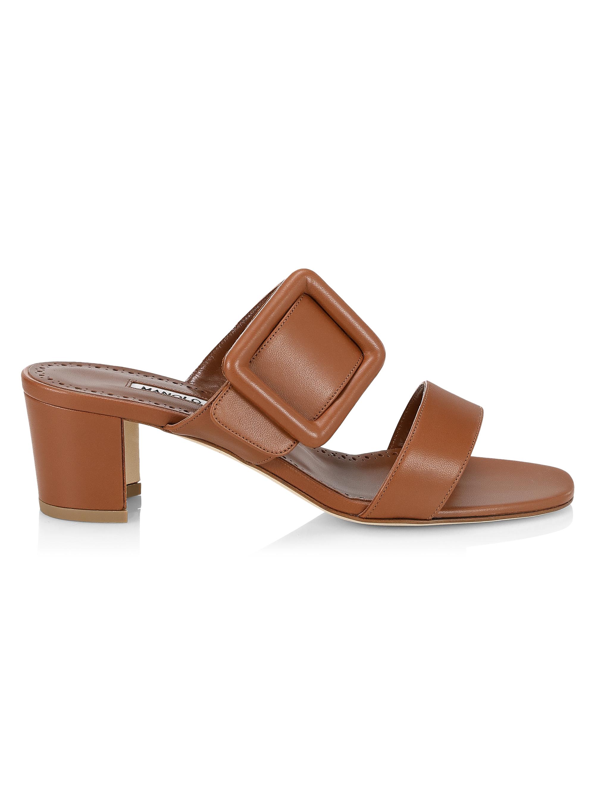 Manolo Blahnik Women's Titubanew Leather Mules - Cognac