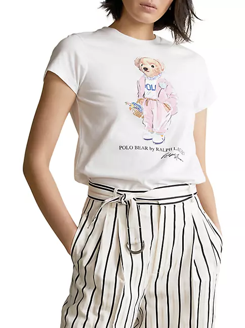 Polo Ralph Lauren Kids Polo Bear Pink Cotton T-shirt, Size 2T