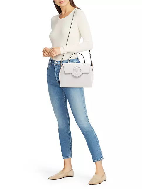 VERSACE La Medusa Leather Top Handle Shoulder Bag White