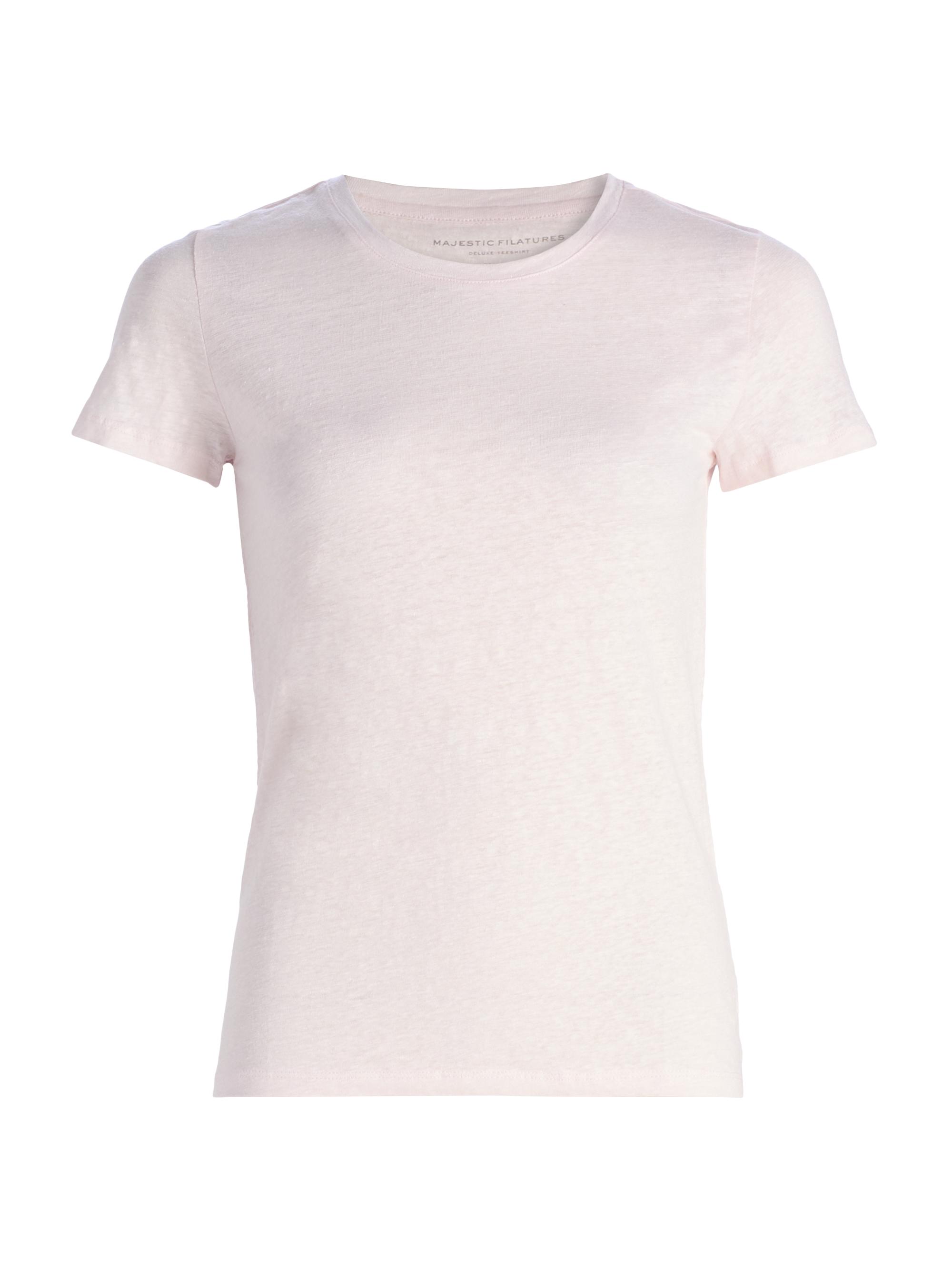 Majestic Filatures Women's Stretch-Linen T-Shirt - Eau De Rose