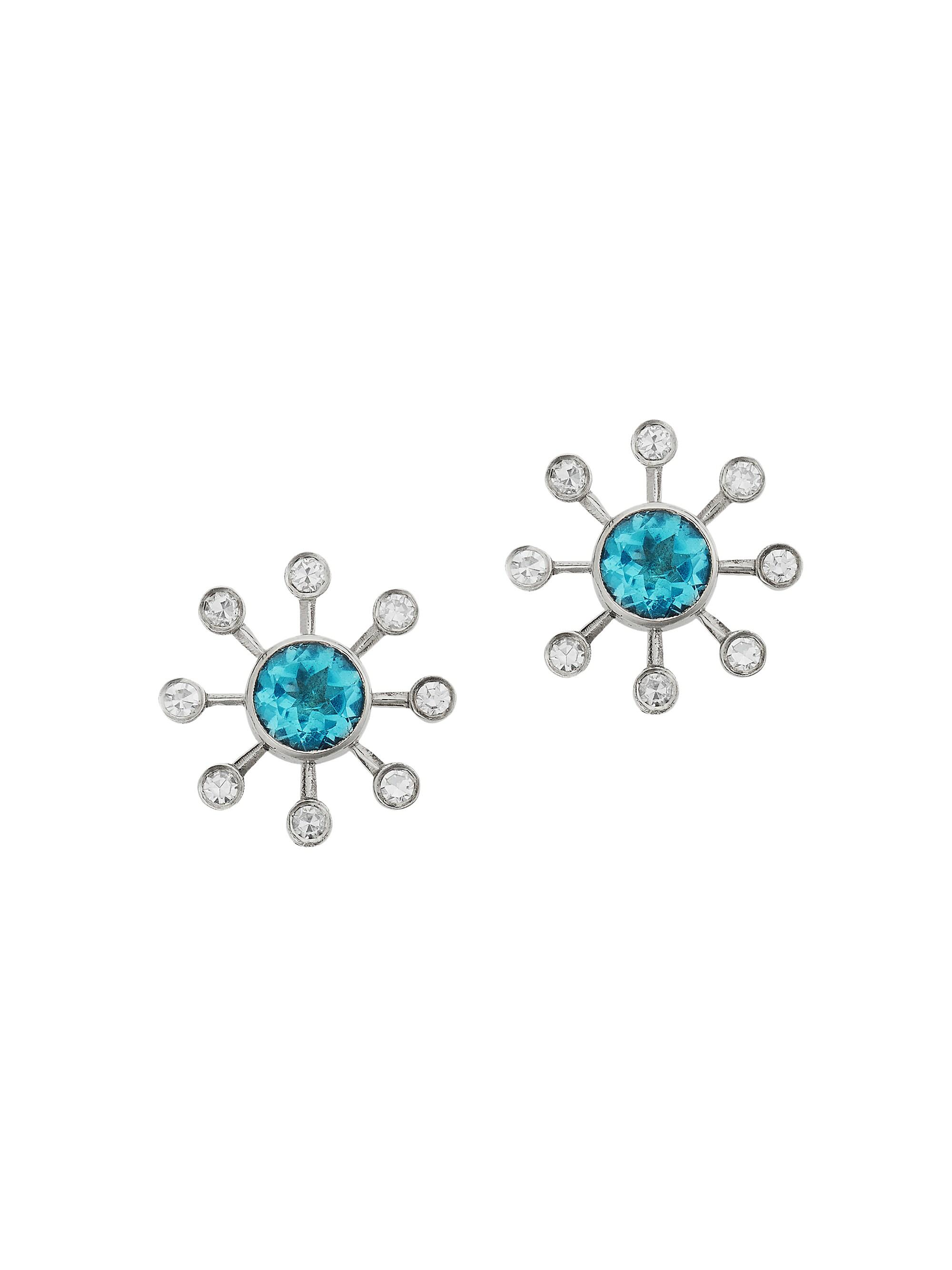 Ileana Makri Women's Florescence 18K White Gold, Apatite & Light Brown Diamond Blossom Stud Earrings - White Gold