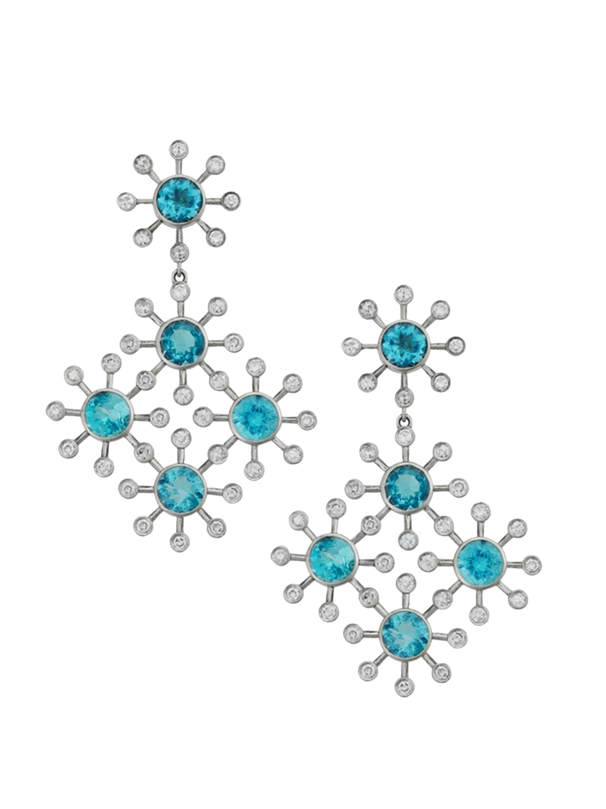 Ileana Makri Women's Florescence 18K White Gold, Apatite & Diamond Blossom Drop Earrings - White Gold