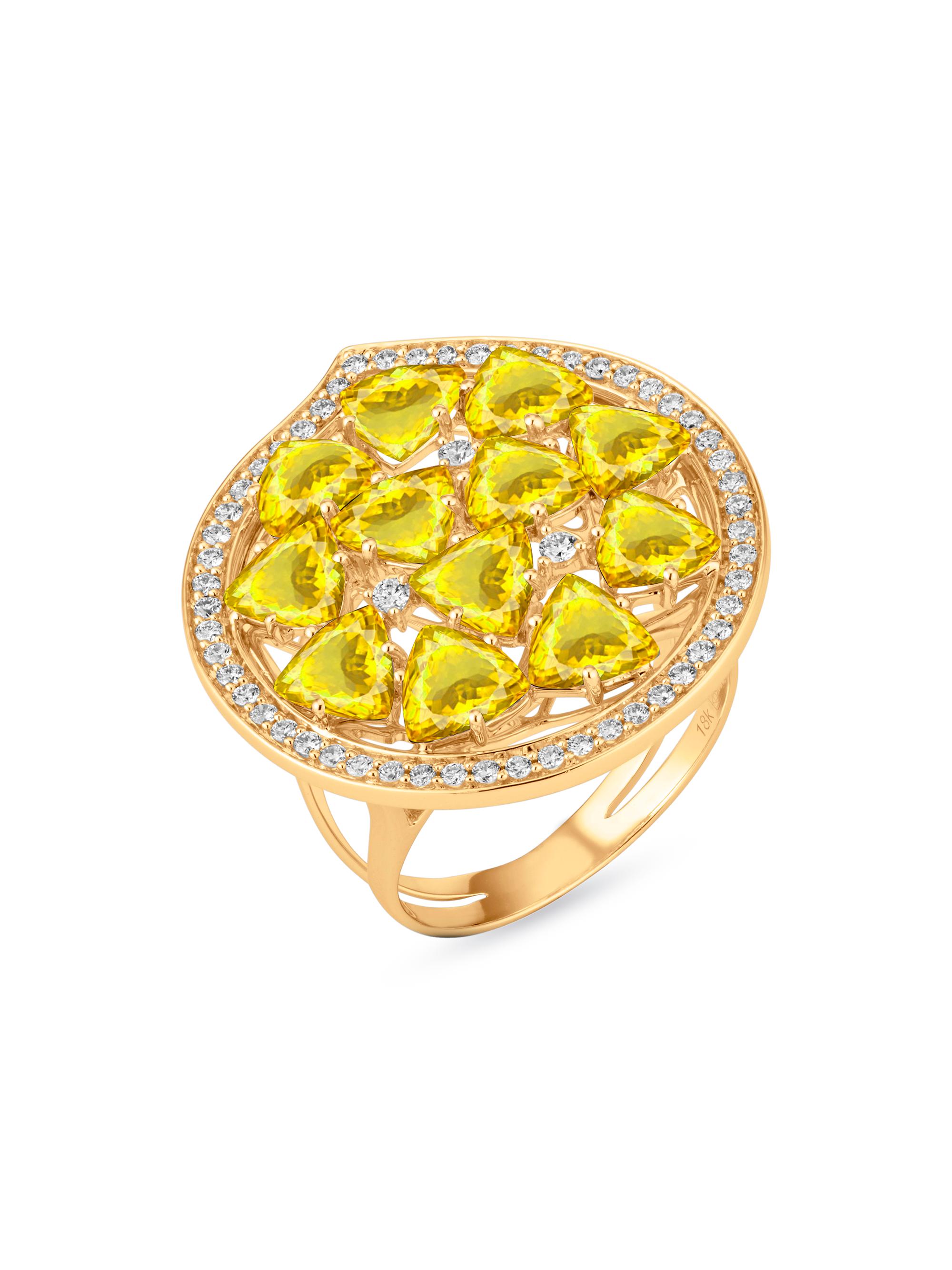 Hueb Women's Mirage 18K Rose Gold, Yellow Citrine & 0.3 TCW Diamond Ring - Yellow