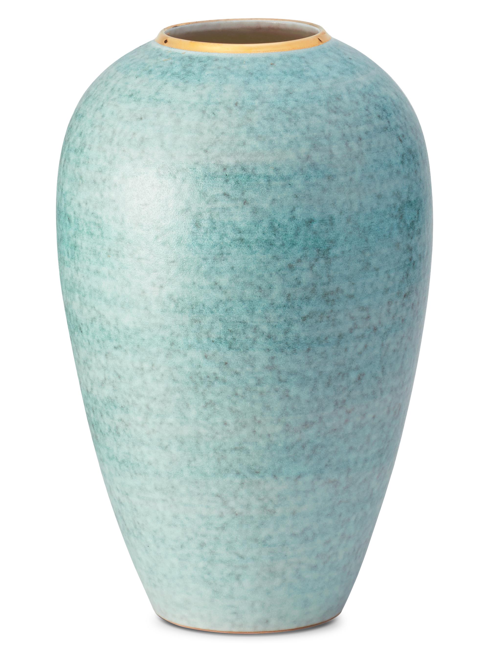 Aerin Calinda 18K Goldplated Ceramic Tapered Vase - Blue Gratto