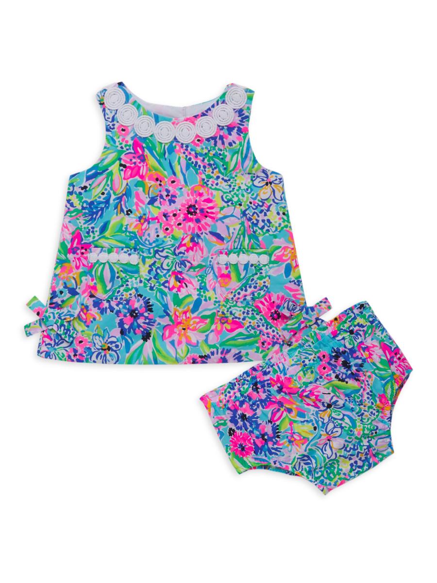 Robe Neuve Lilly Pulitzer Fille - Modèle Esme Tricot Turquoise Et Rose, Taille XS (2-3 Ans)