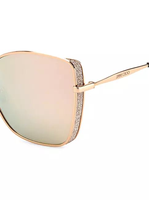 Shop Jimmy Choo Alexis 59MM Square Glitter Sunglasses