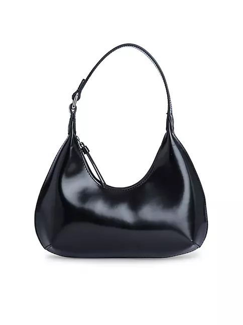 BY FAR Women's Amber Semi Patent Shoulder Bag - Black