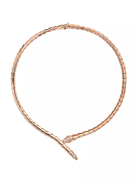 Bulgari Serpenti Diamond Gold Large Snake Pendant Necklace at