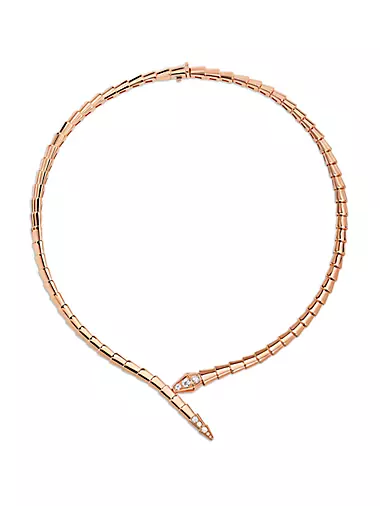 Serpenti Viper 18K Rose Gold & Diamond Necklace