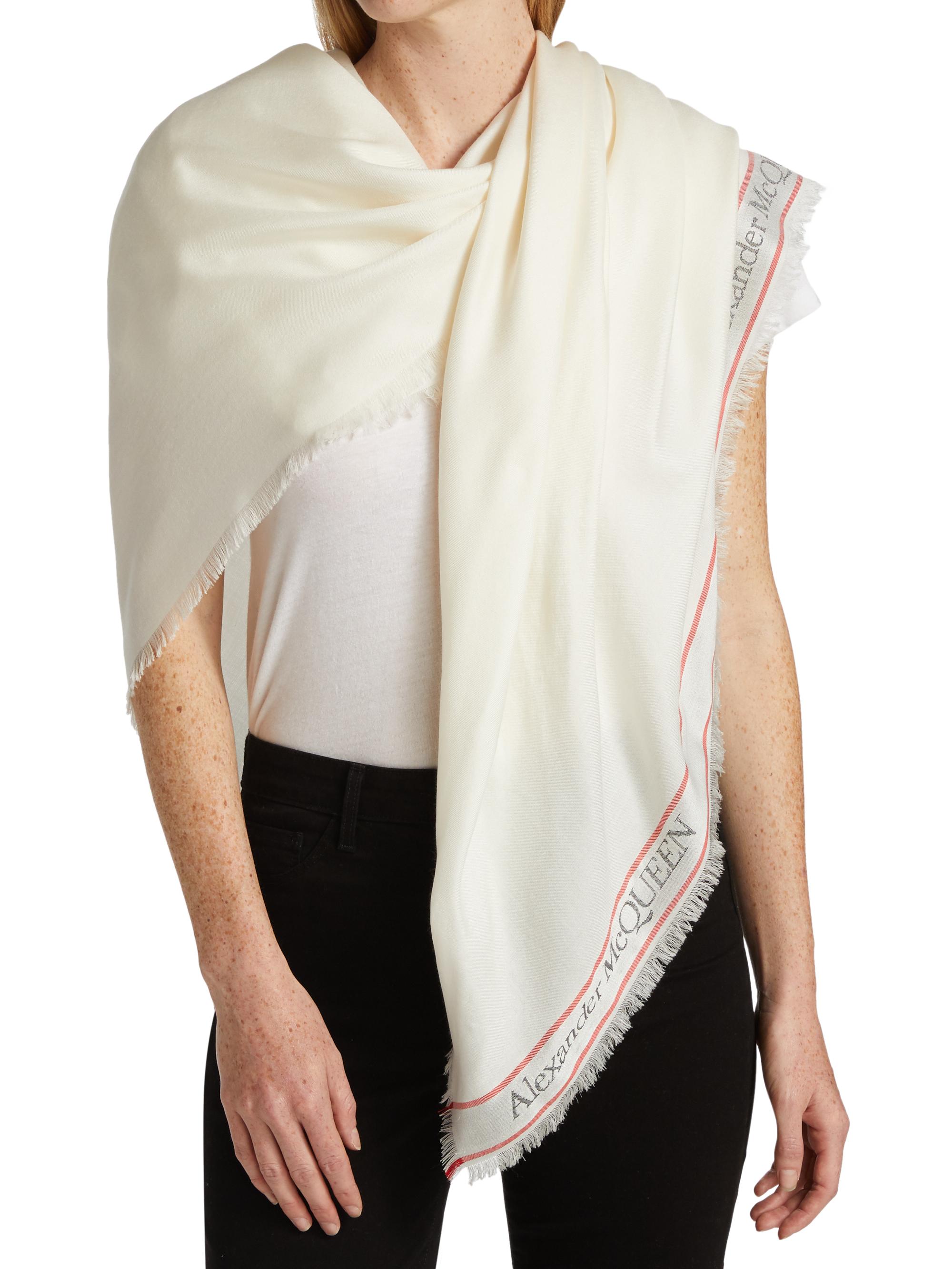 McQueen Women's Blown Up Selve Logo Scarf -  Black