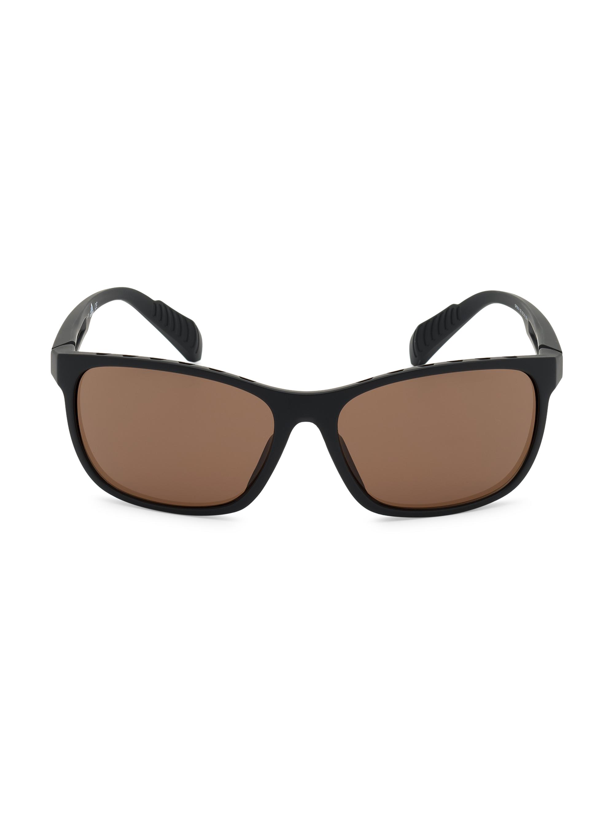 adidas Men's 63MM Square Injected Sunglasses - Matte Black Brown