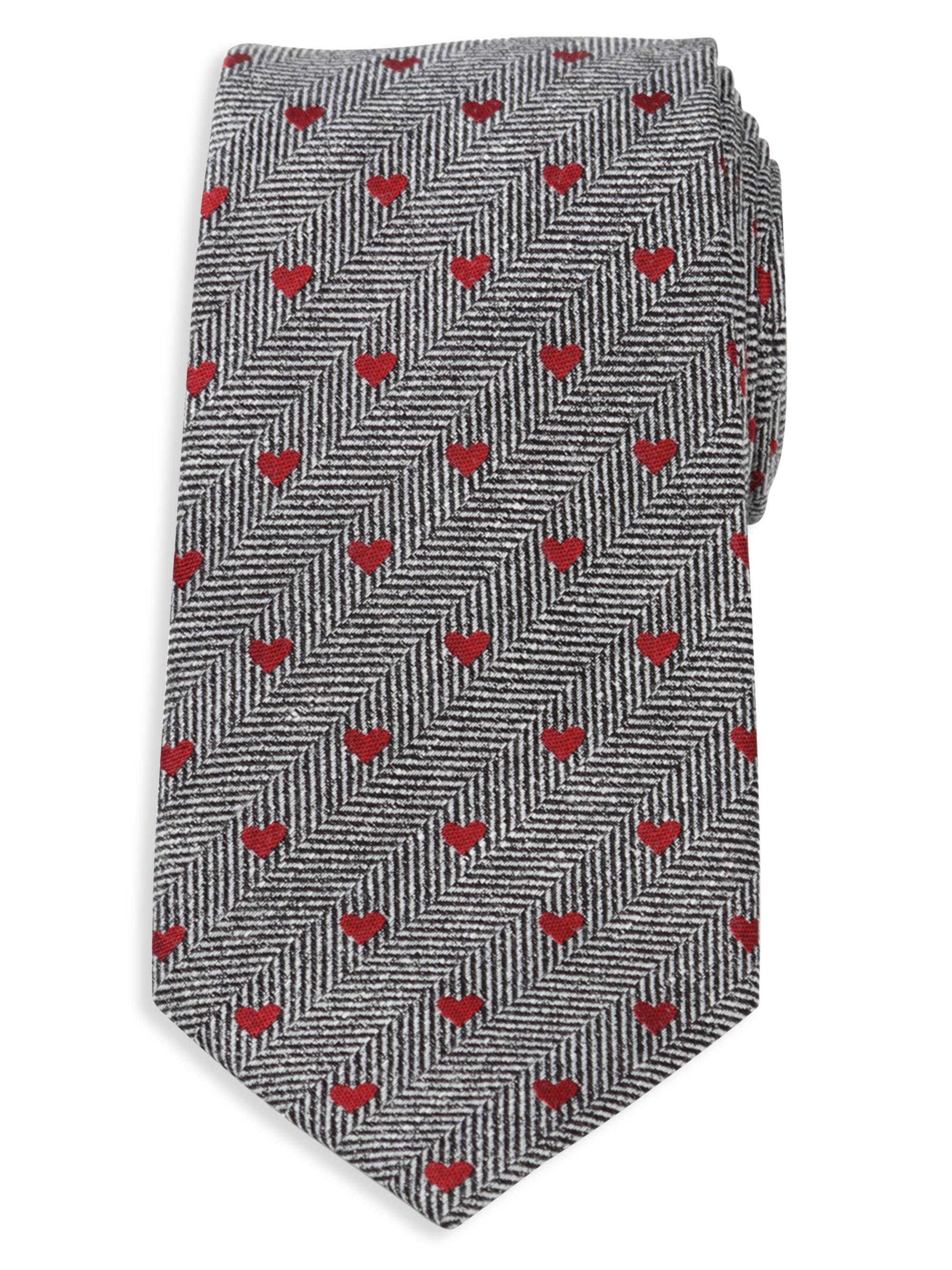 Cufflinks, Inc. Men's Herringbone Heart Tie - Black