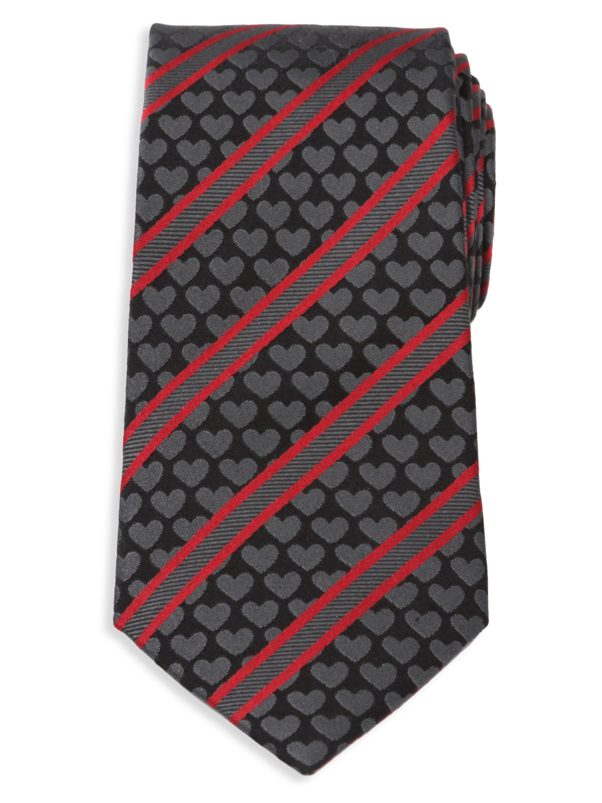 Cufflinks, Inc. Men's Hearts & Stripes Silk Tie - Black