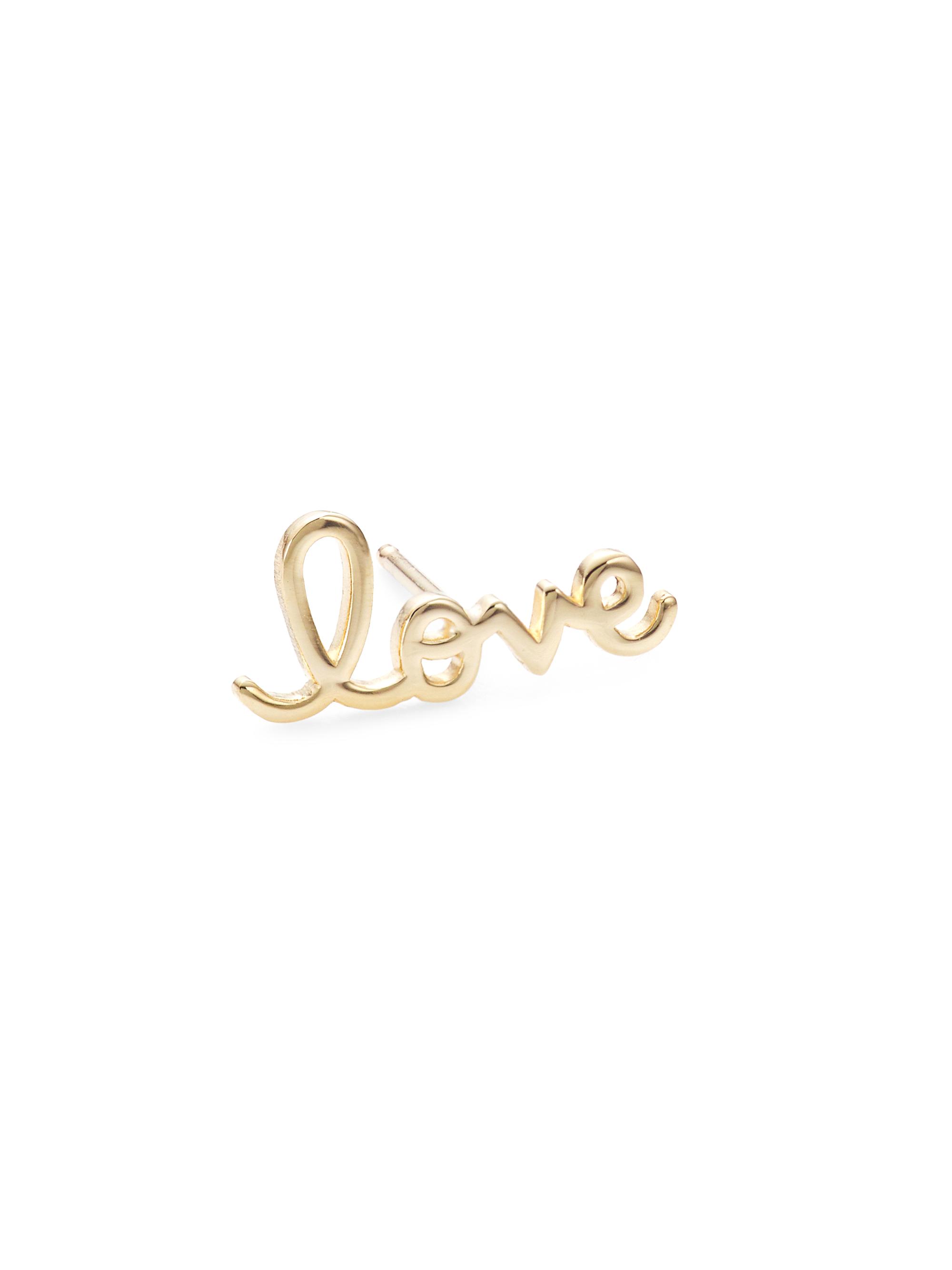 Sydney Evan Women's 14K Yellow Gold Love Script Single Stud Earring - Yellow Gold