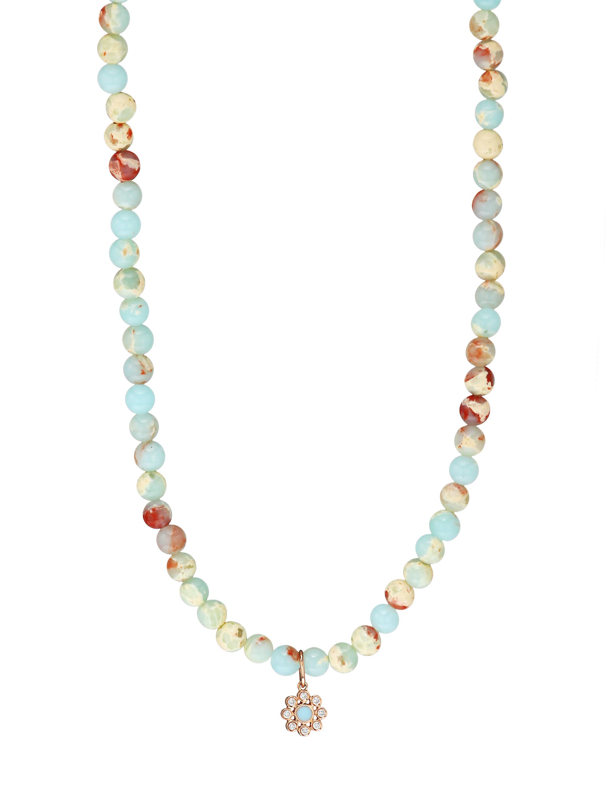 Sydney Evan Women's 24" Enamel Evil Eye Flower On 4Mm Impression Jasper Necklace