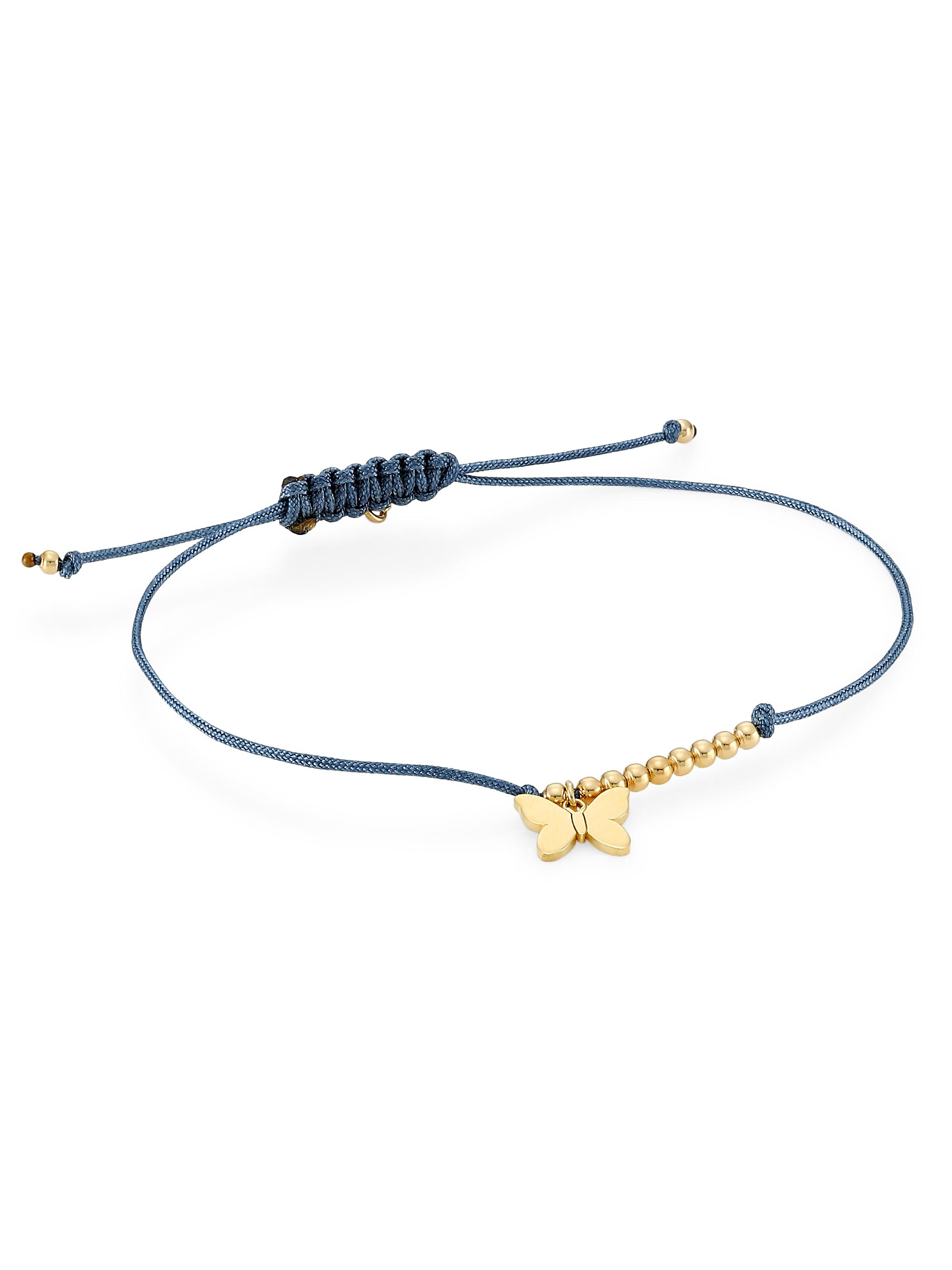 Sydney Evan Women's 14K Yellow Gold & Butterfly Charm Blue Cord Bracelet - Blue