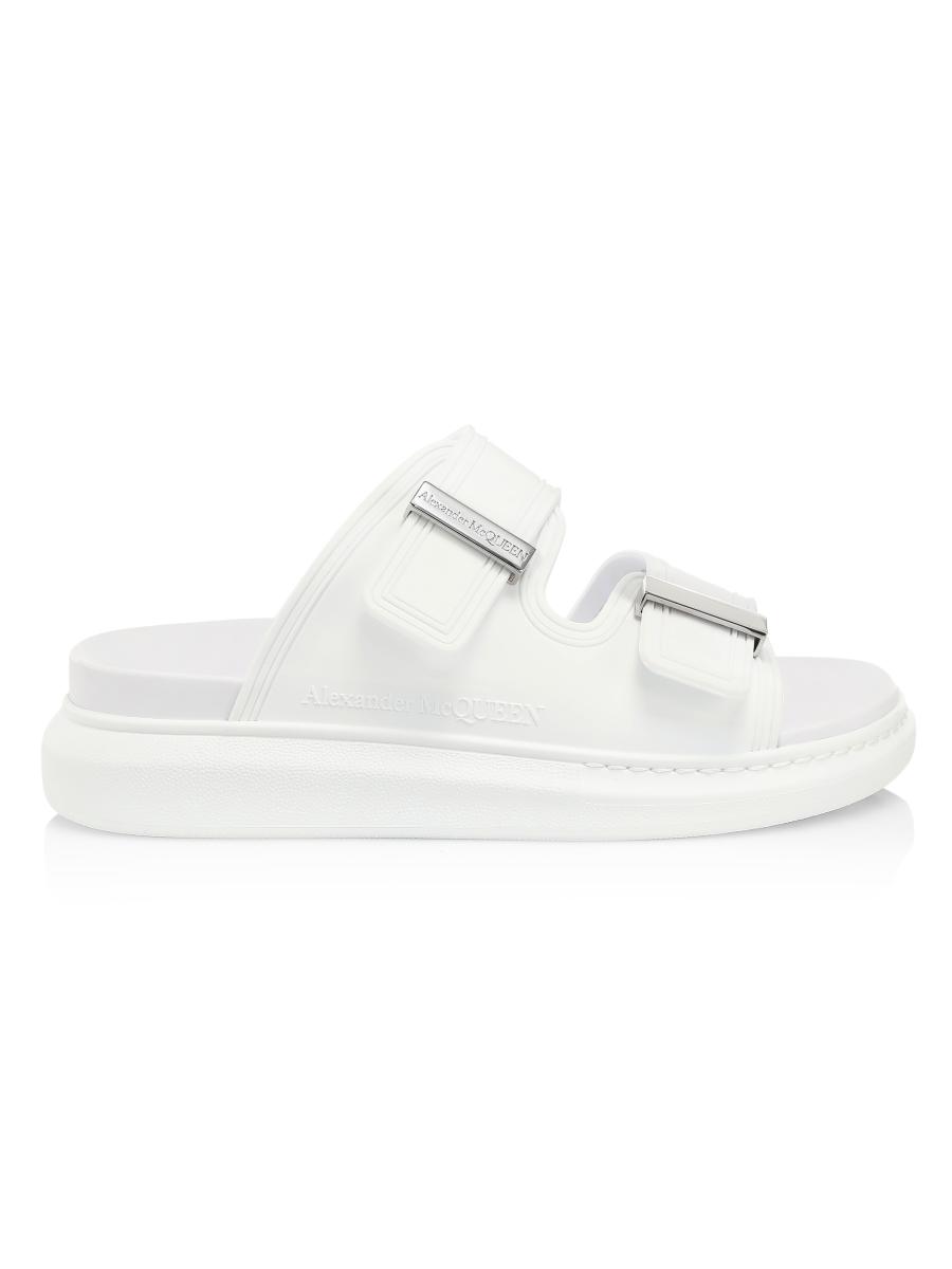 McQueen Two-Band Rubber Slides | Saks Fifth Avenue