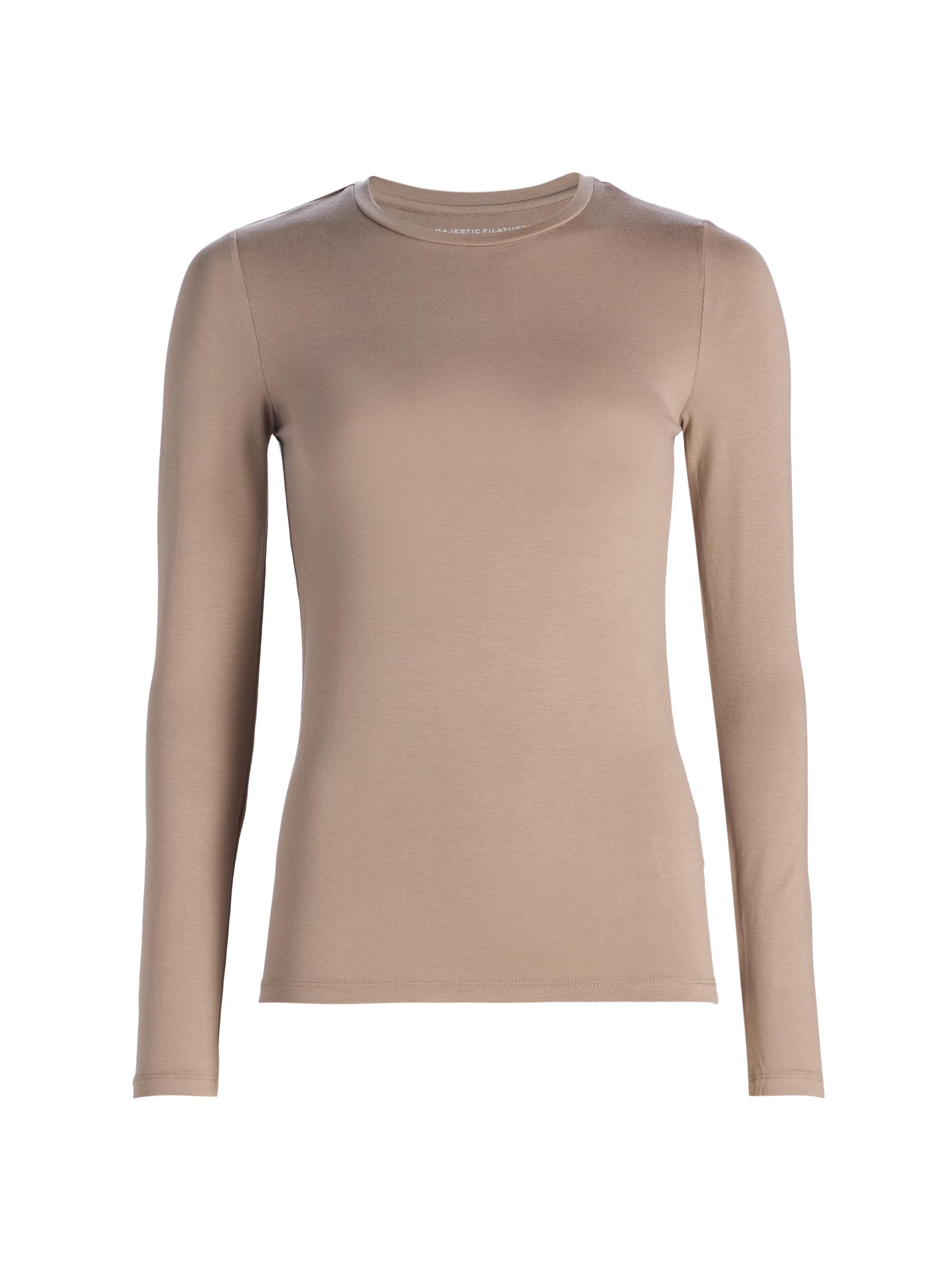 Majestic Filatures Women's Soft Touch Crewneck Long-Sleeve Top - Coffee Latte