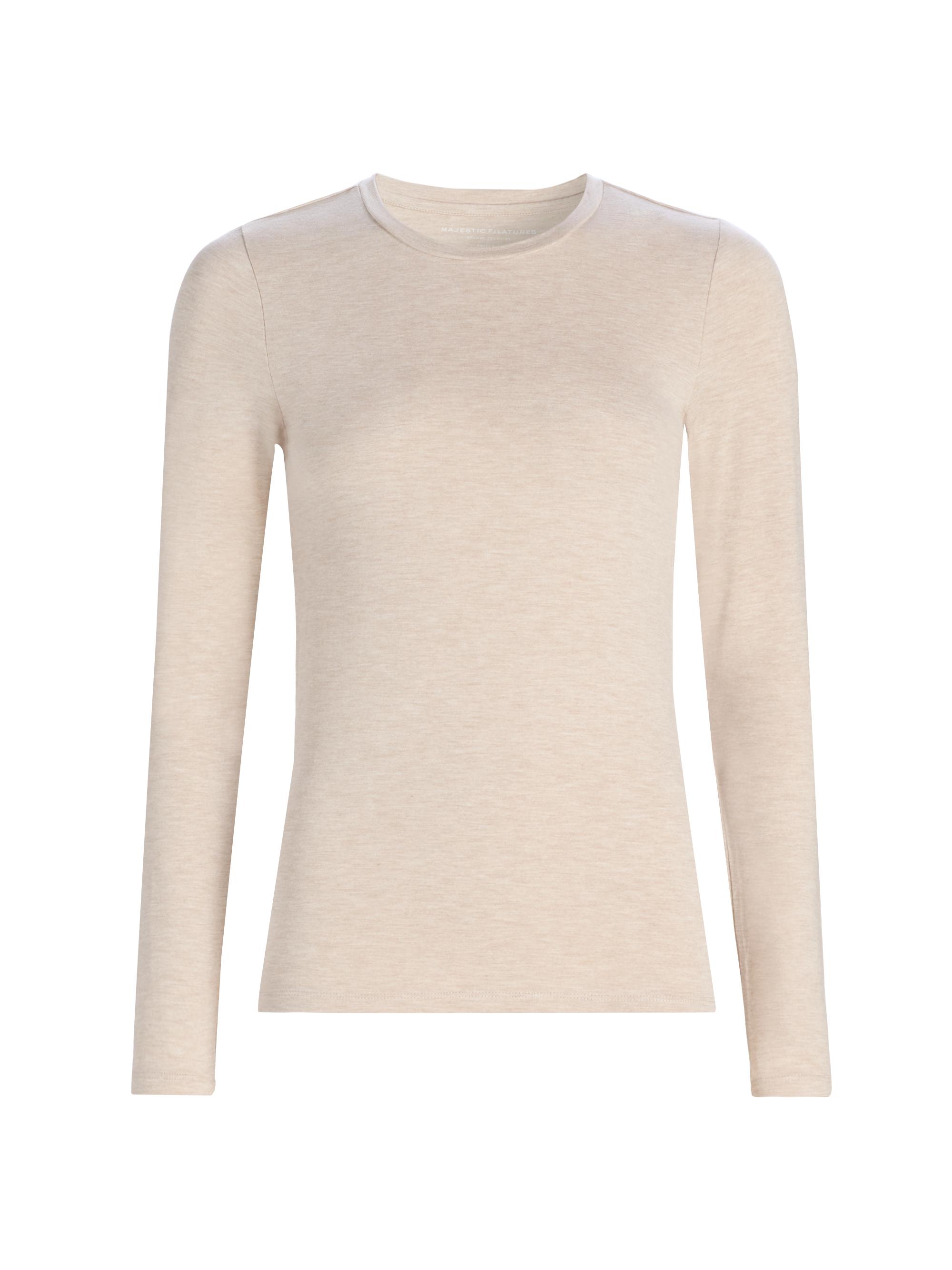 Majestic Filatures Women's Soft Touch Crewneck Long-Sleeve Top - Ecru Chine