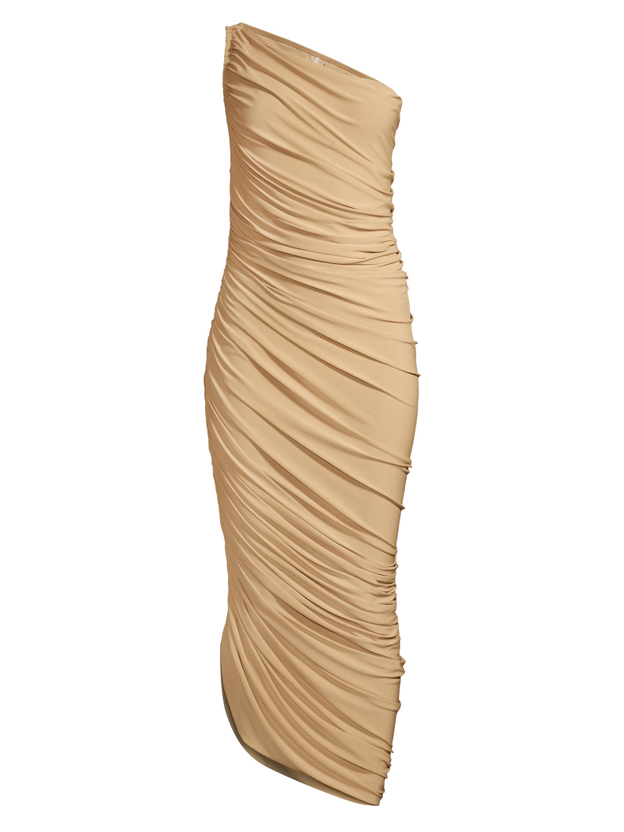 white christmas dresses Shop Tan Jacquard Slit Halter Long Dress