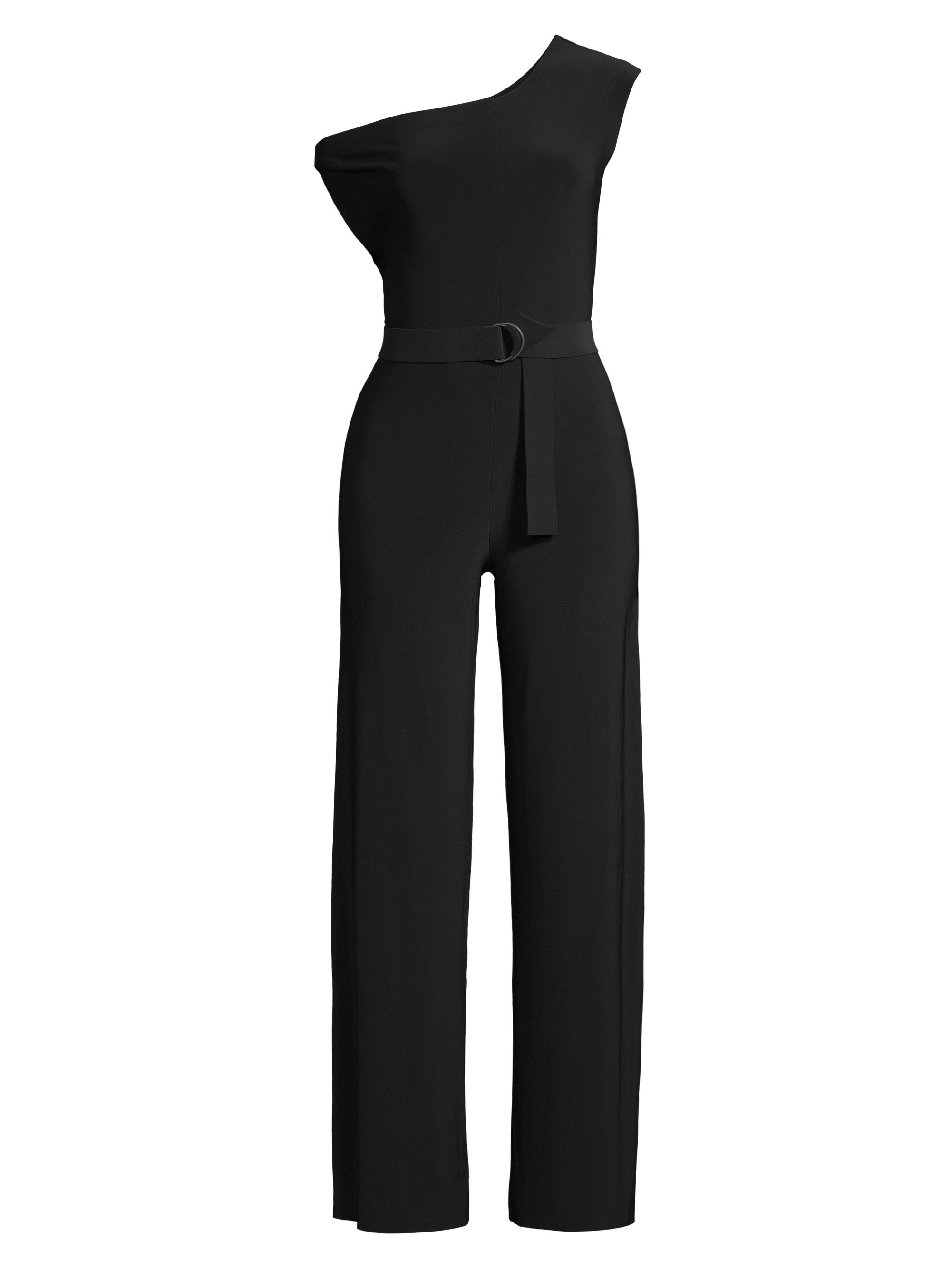 Norma Kamali Asymmetric Drop-Shoulder Wide-Leg Jumpsuit | Saks